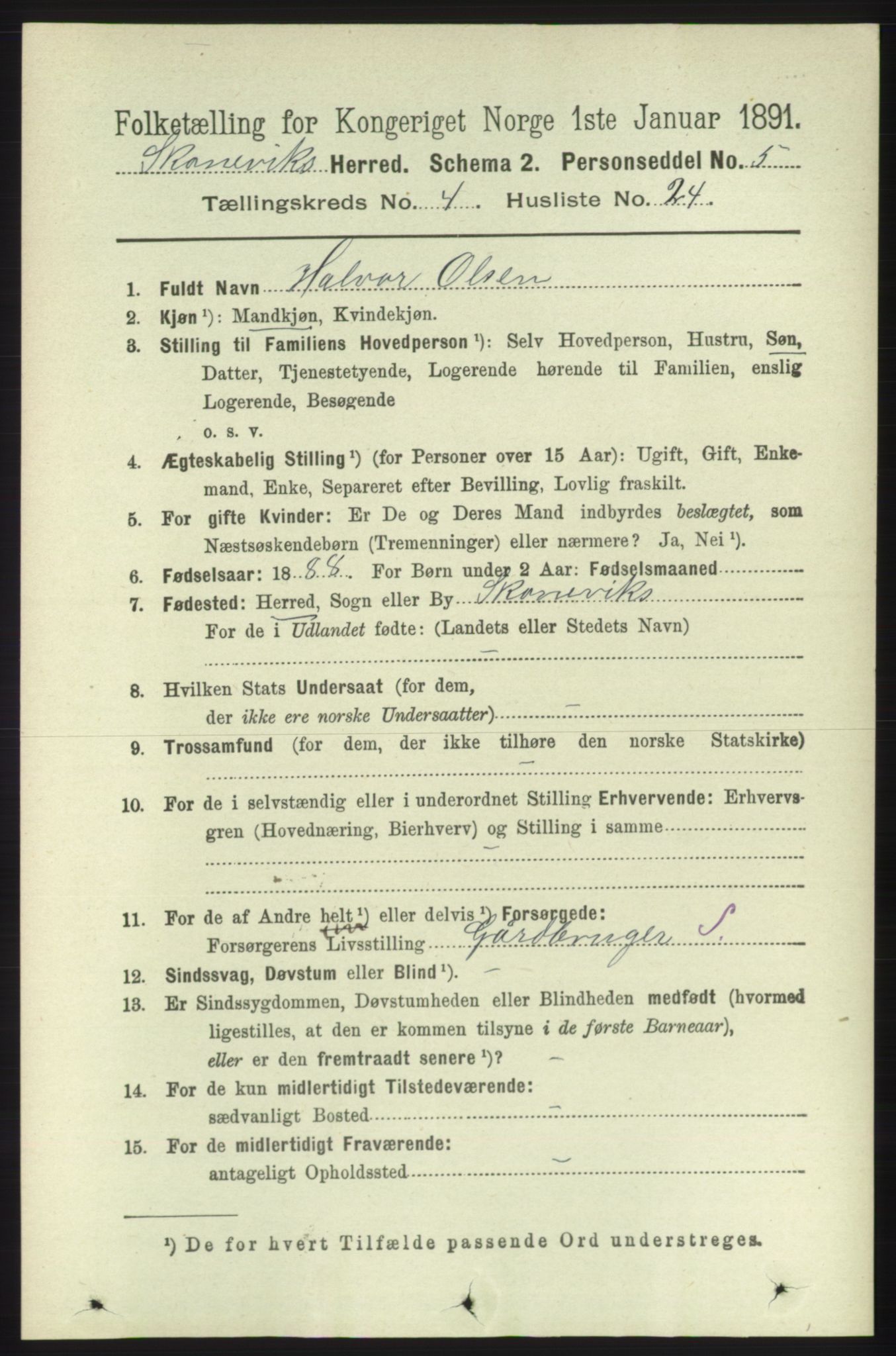 RA, 1891 census for 1212 Skånevik, 1891, p. 970