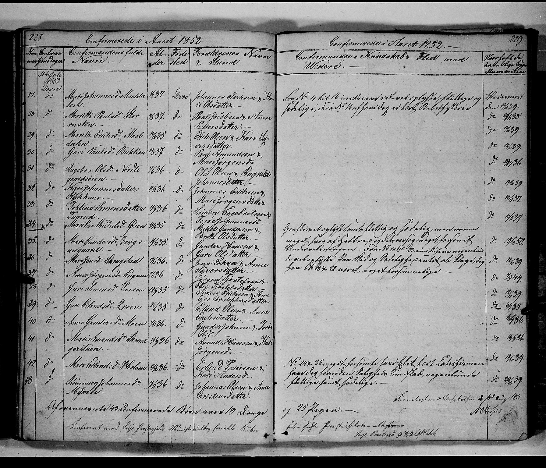 Lesja prestekontor, AV/SAH-PREST-068/H/Ha/Hab/L0003: Parish register (copy) no. 3, 1842-1862, p. 228-229