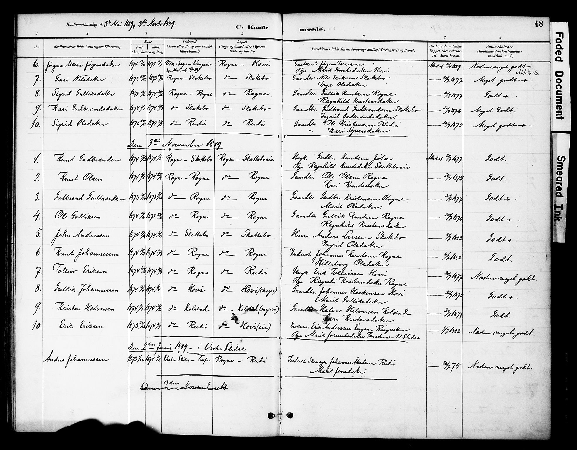Øystre Slidre prestekontor, AV/SAH-PREST-138/H/Ha/Haa/L0003: Parish register (official) no. 3, 1887-1910, p. 48