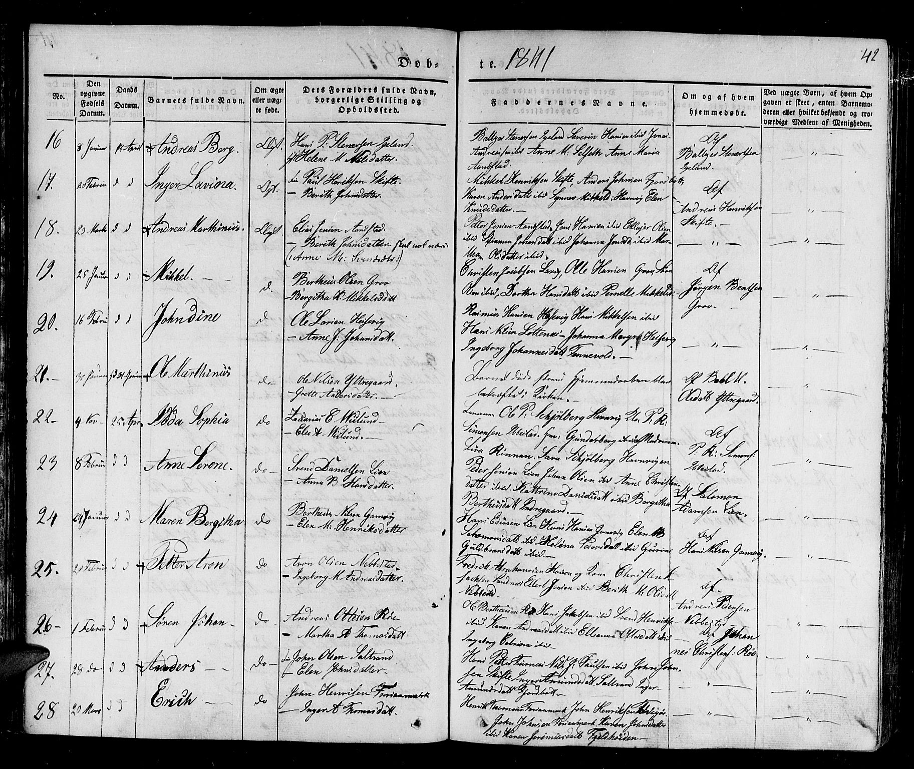 Ibestad sokneprestembete, SATØ/S-0077/H/Ha/Haa/L0006kirke: Parish register (official) no. 6, 1837-1850, p. 42