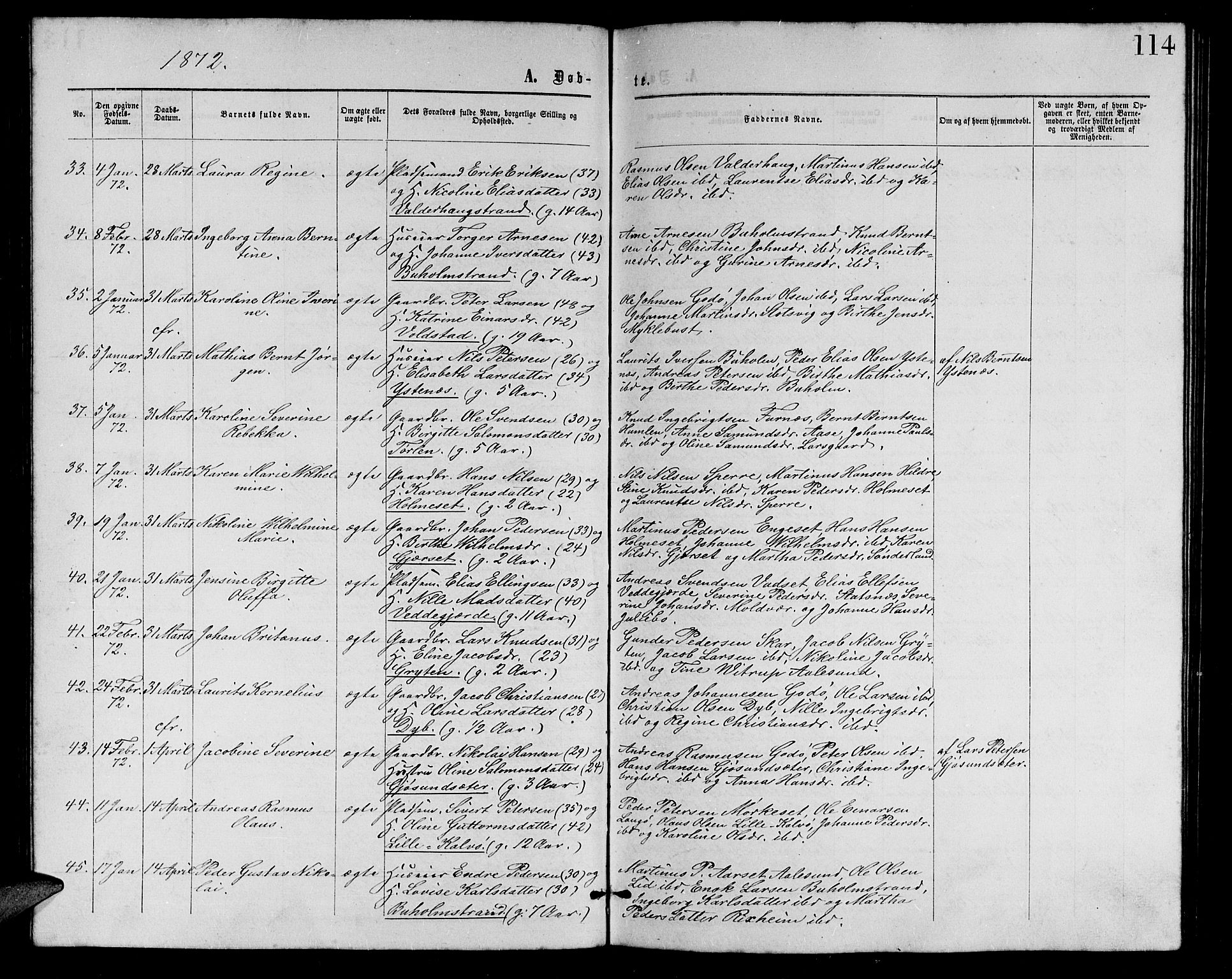 Ministerialprotokoller, klokkerbøker og fødselsregistre - Møre og Romsdal, AV/SAT-A-1454/528/L0428: Parish register (copy) no. 528C09, 1864-1880, p. 114