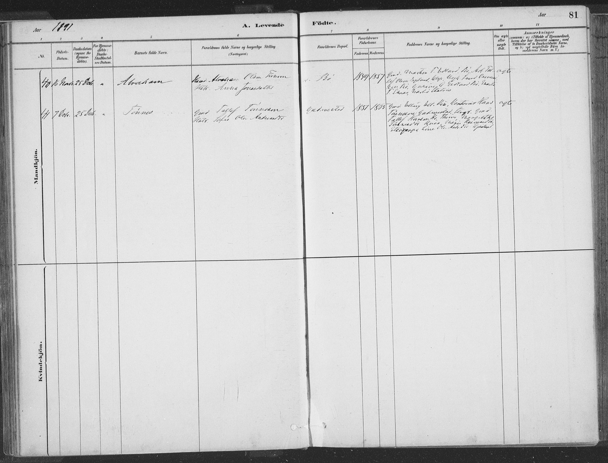 Hå sokneprestkontor, SAST/A-101801/001/30BA/L0010: Parish register (official) no. A 9, 1879-1896, p. 81