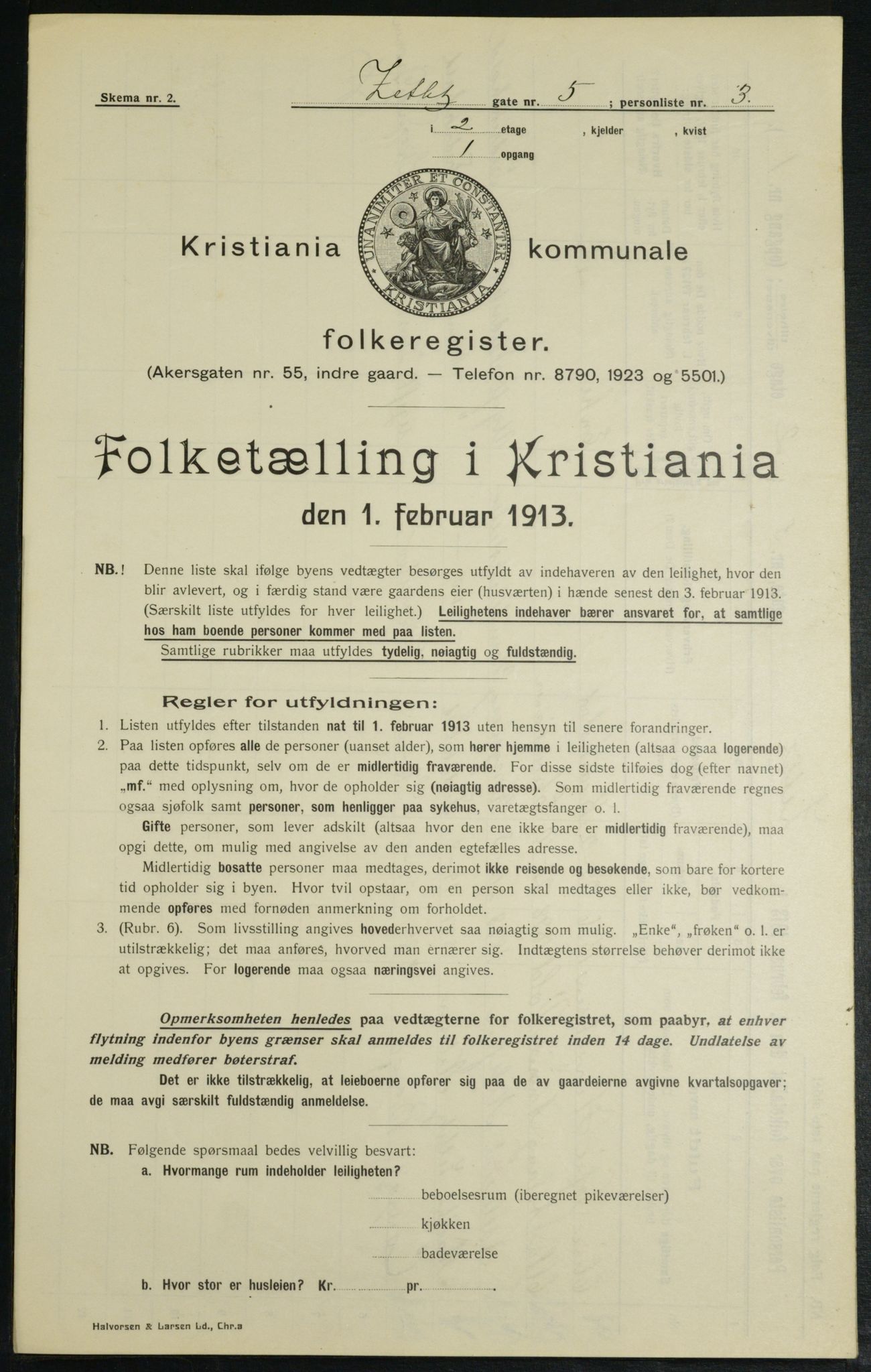 OBA, Municipal Census 1913 for Kristiania, 1913, p. 128601