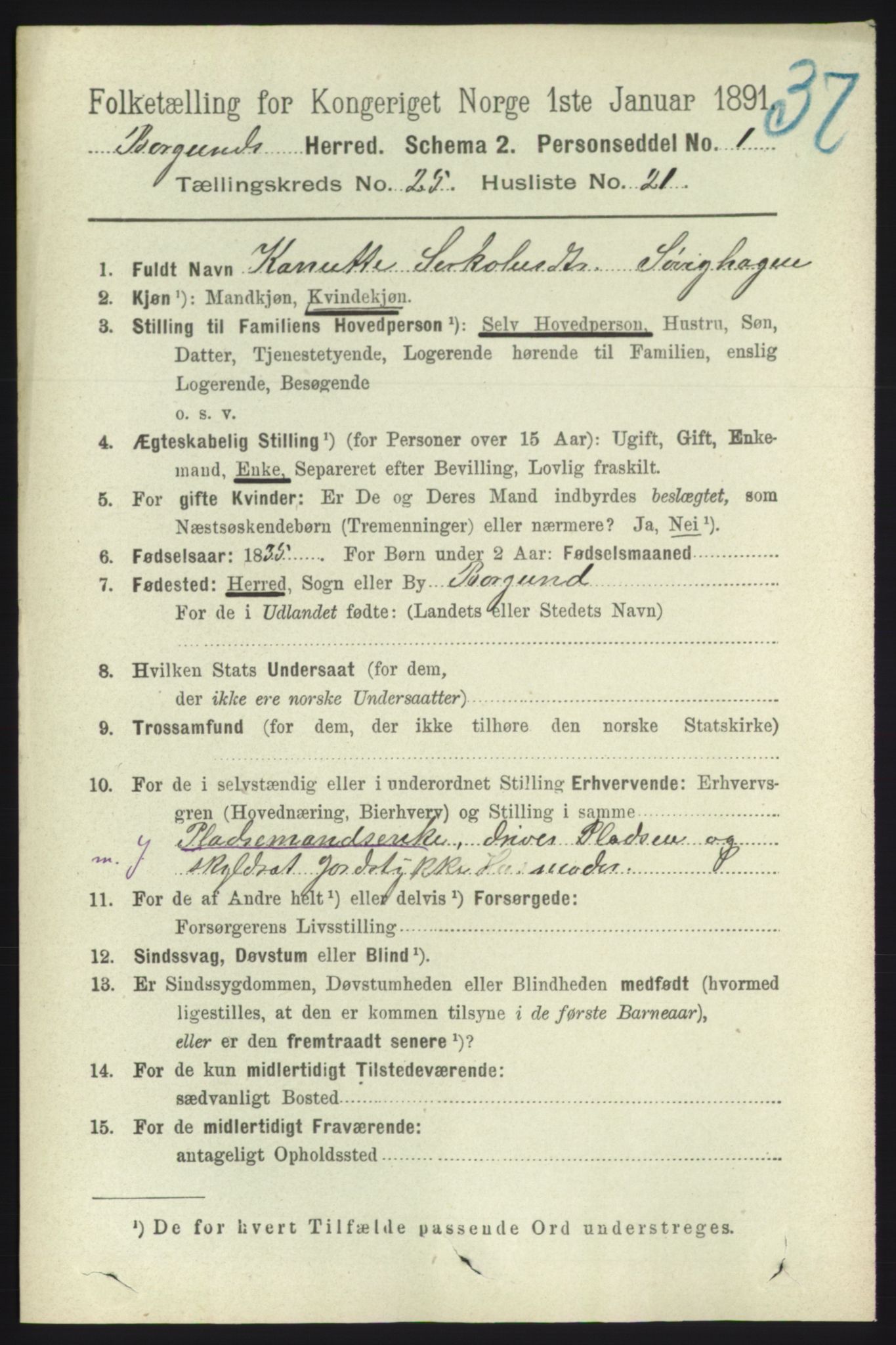 RA, 1891 census for 1531 Borgund, 1891, p. 7392