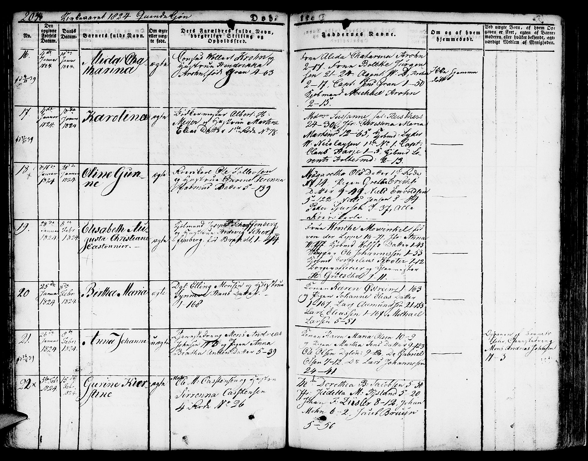 Nykirken Sokneprestembete, SAB/A-77101/H/Hab: Parish register (copy) no. A 5I, 1821-1841, p. 204