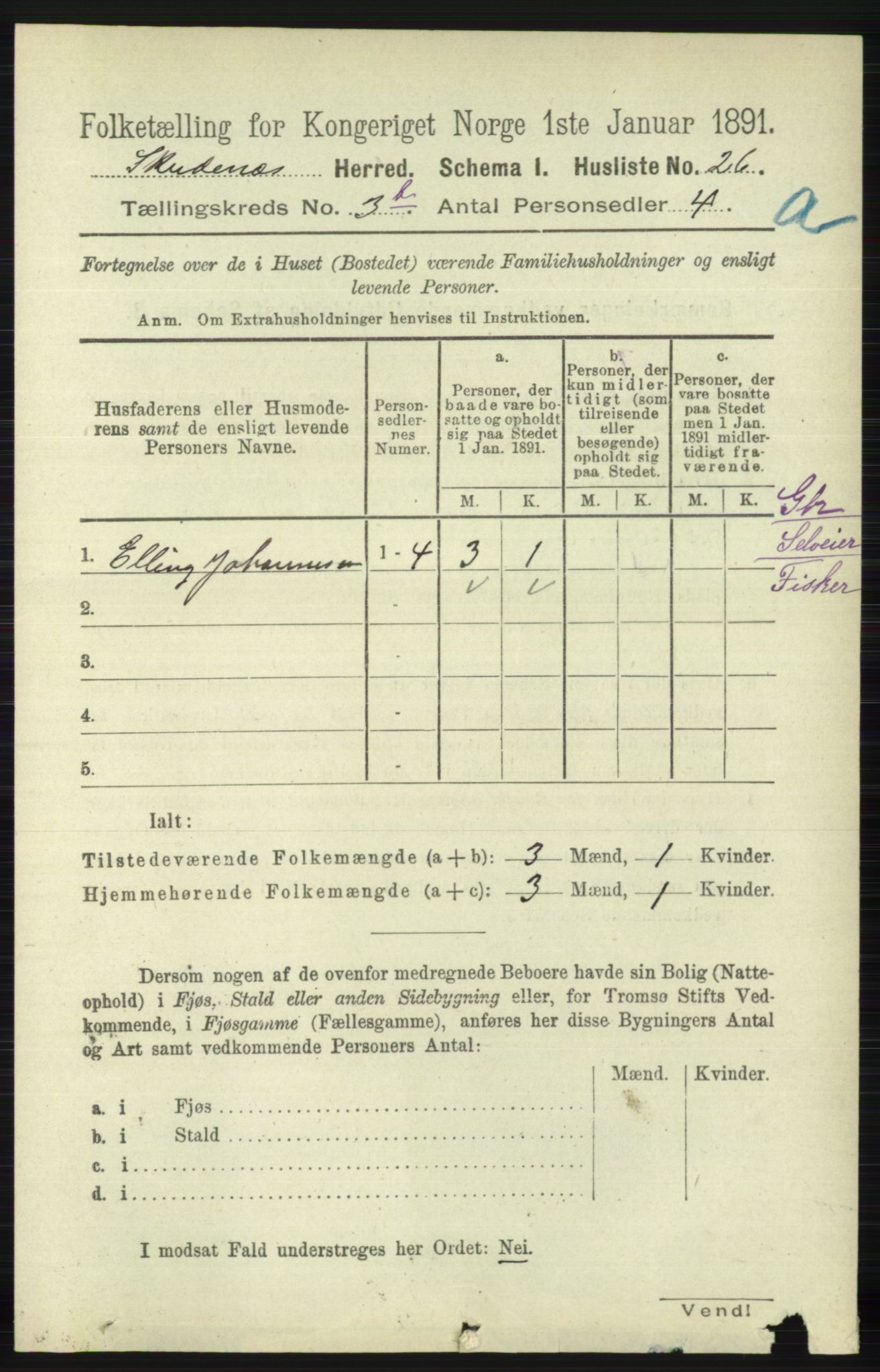 RA, 1891 census for 1150 Skudenes, 1891, p. 1637