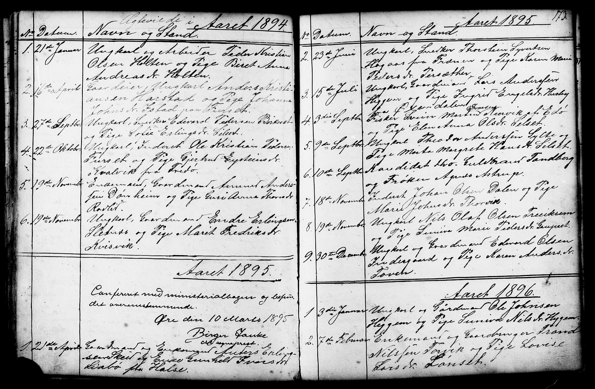 Ministerialprotokoller, klokkerbøker og fødselsregistre - Møre og Romsdal, AV/SAT-A-1454/584/L0969: Parish register (copy) no. 584C02, 1877-1911, p. 173