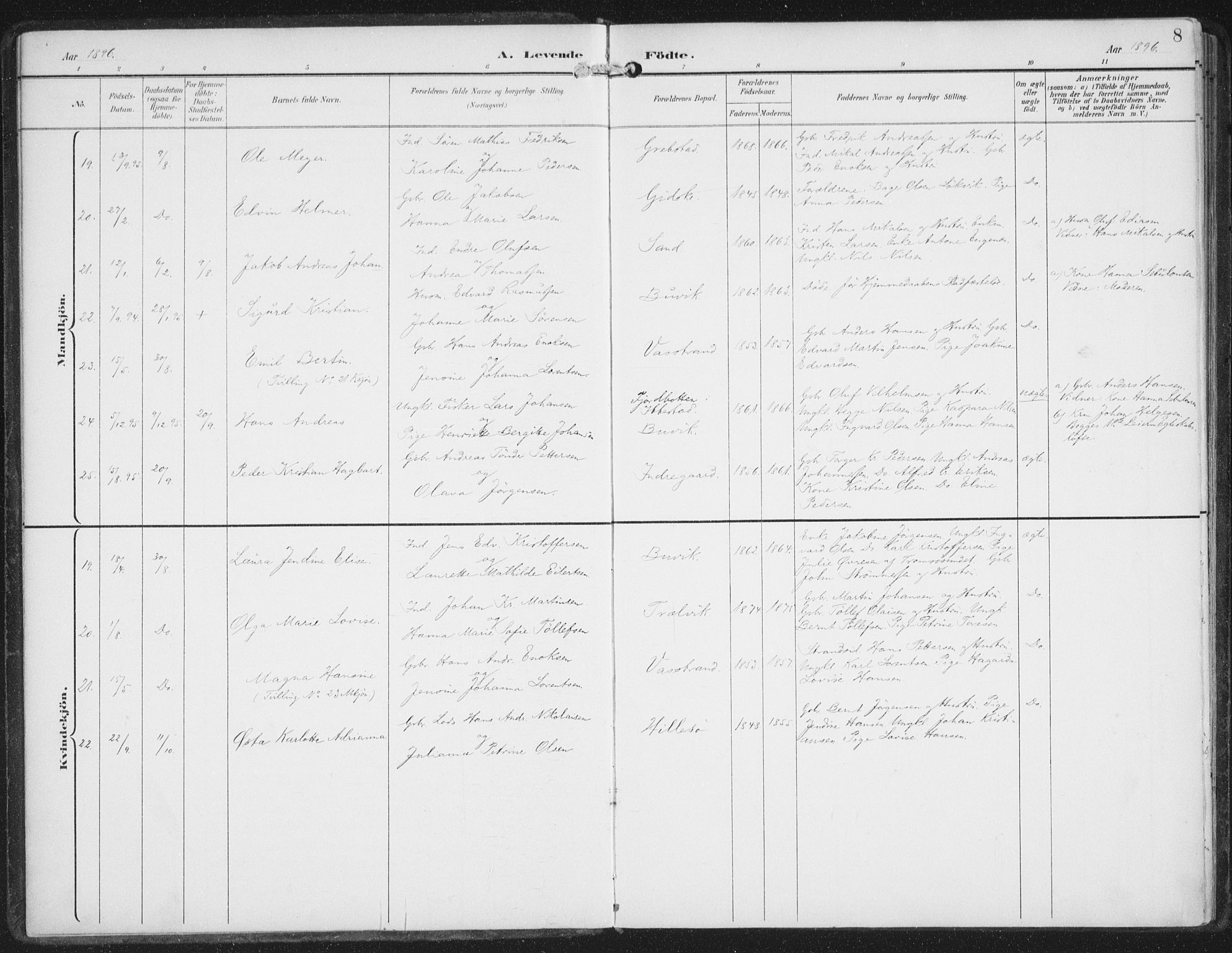 Lenvik sokneprestembete, SATØ/S-1310/H/Ha/Haa/L0015kirke: Parish register (official) no. 15, 1896-1915, p. 8