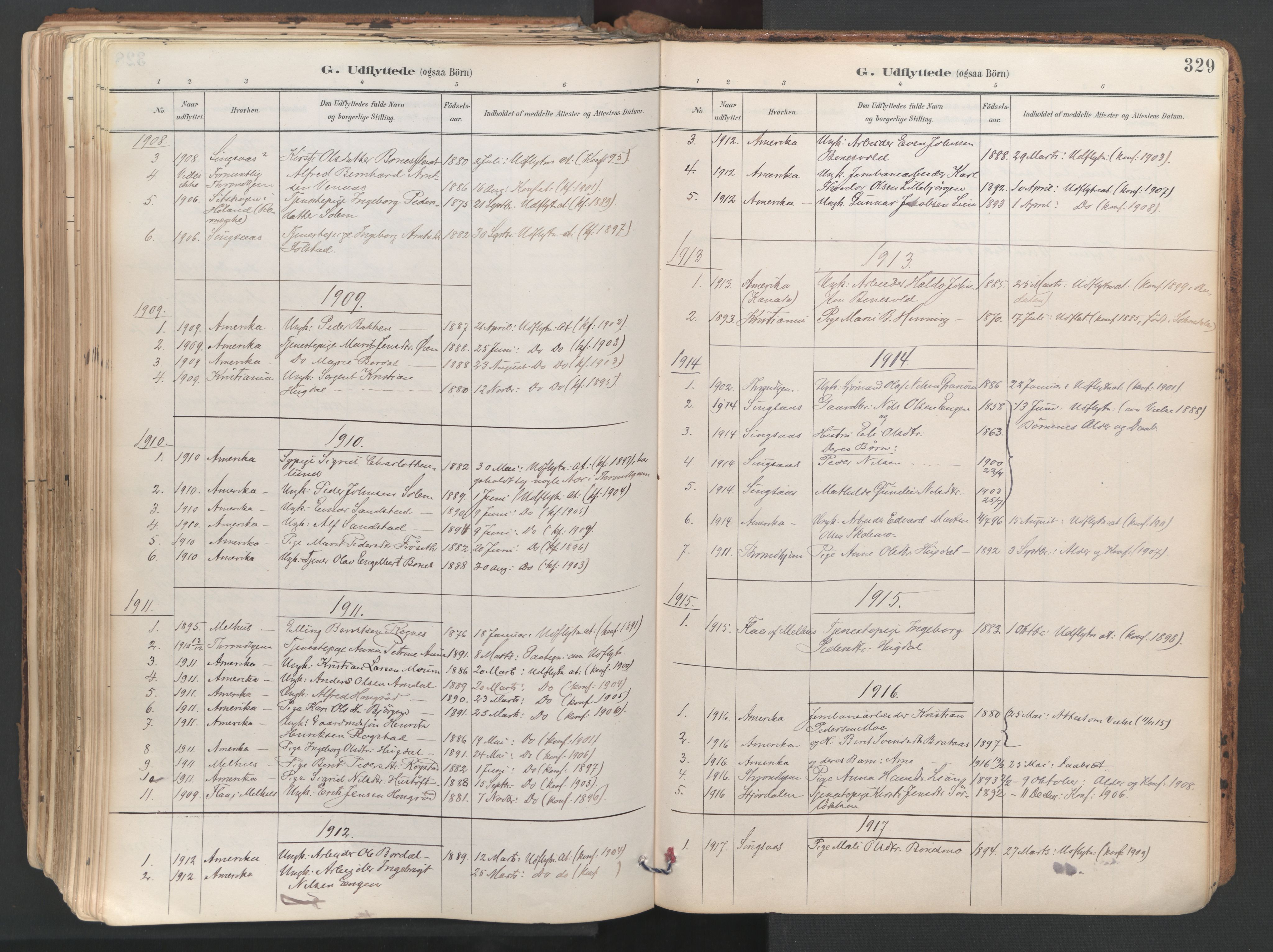 Ministerialprotokoller, klokkerbøker og fødselsregistre - Sør-Trøndelag, SAT/A-1456/687/L1004: Parish register (official) no. 687A10, 1891-1923, p. 329
