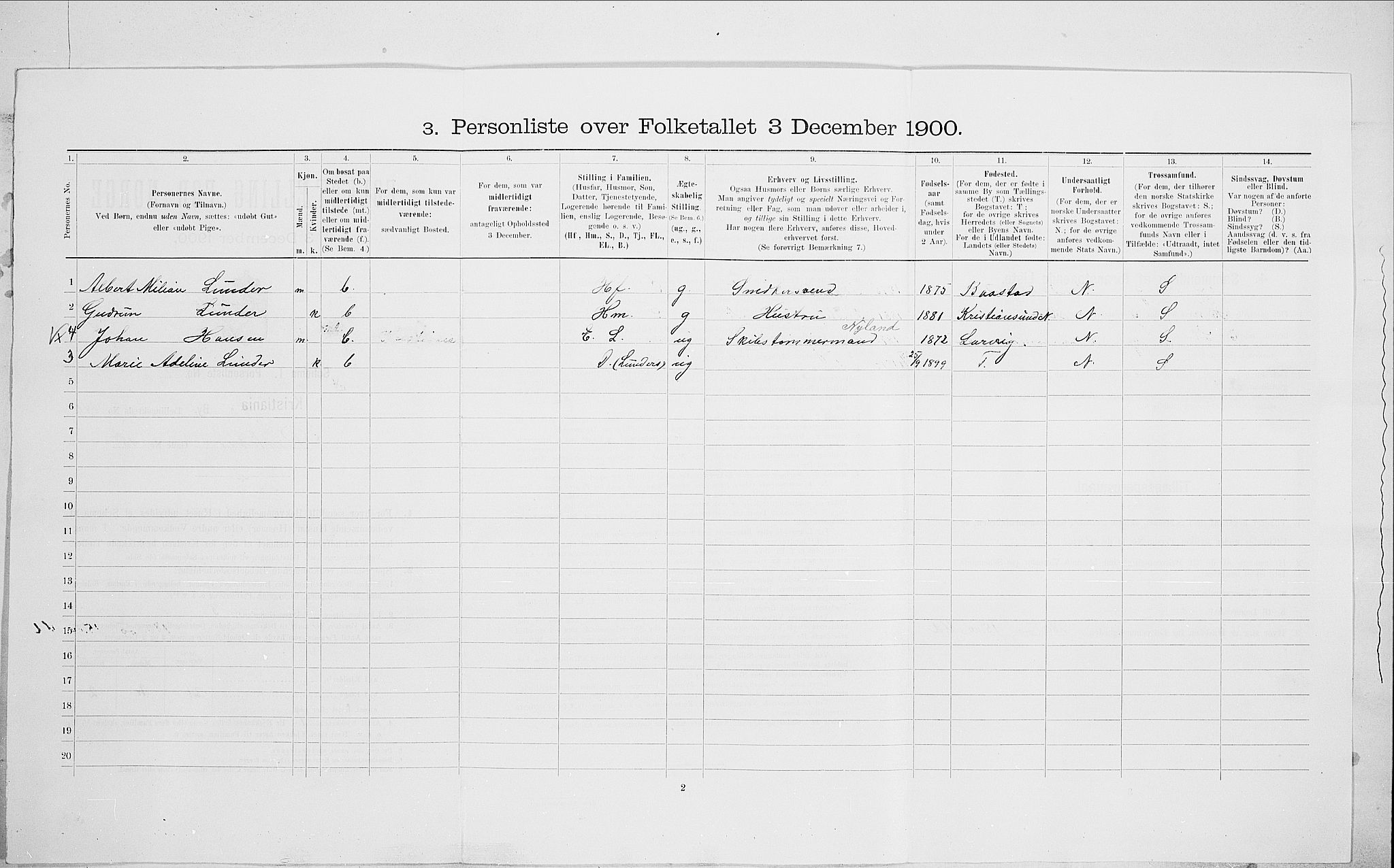 SAO, 1900 census for Kristiania, 1900, p. 74345