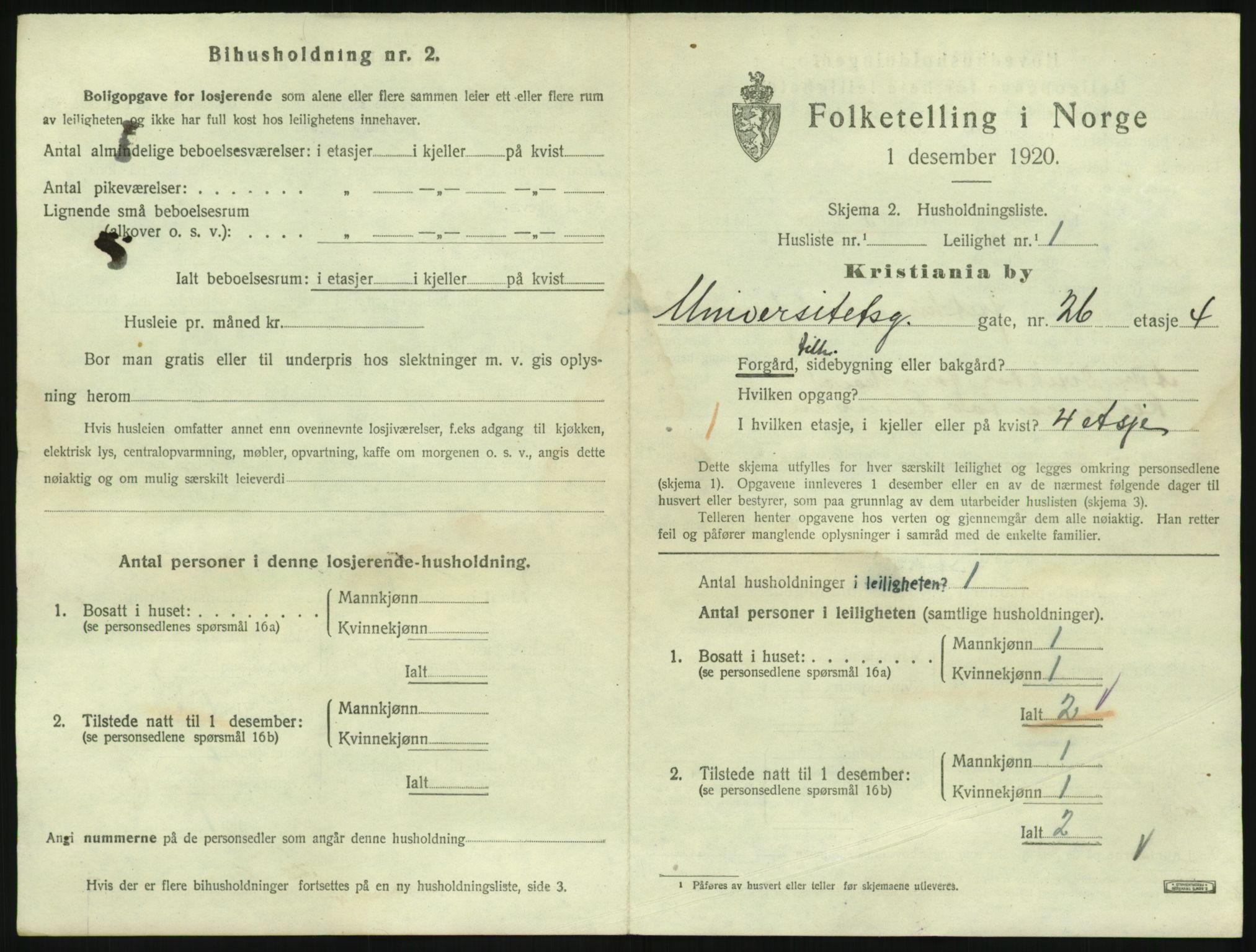 SAO, 1920 census for Kristiania, 1920, p. 123133