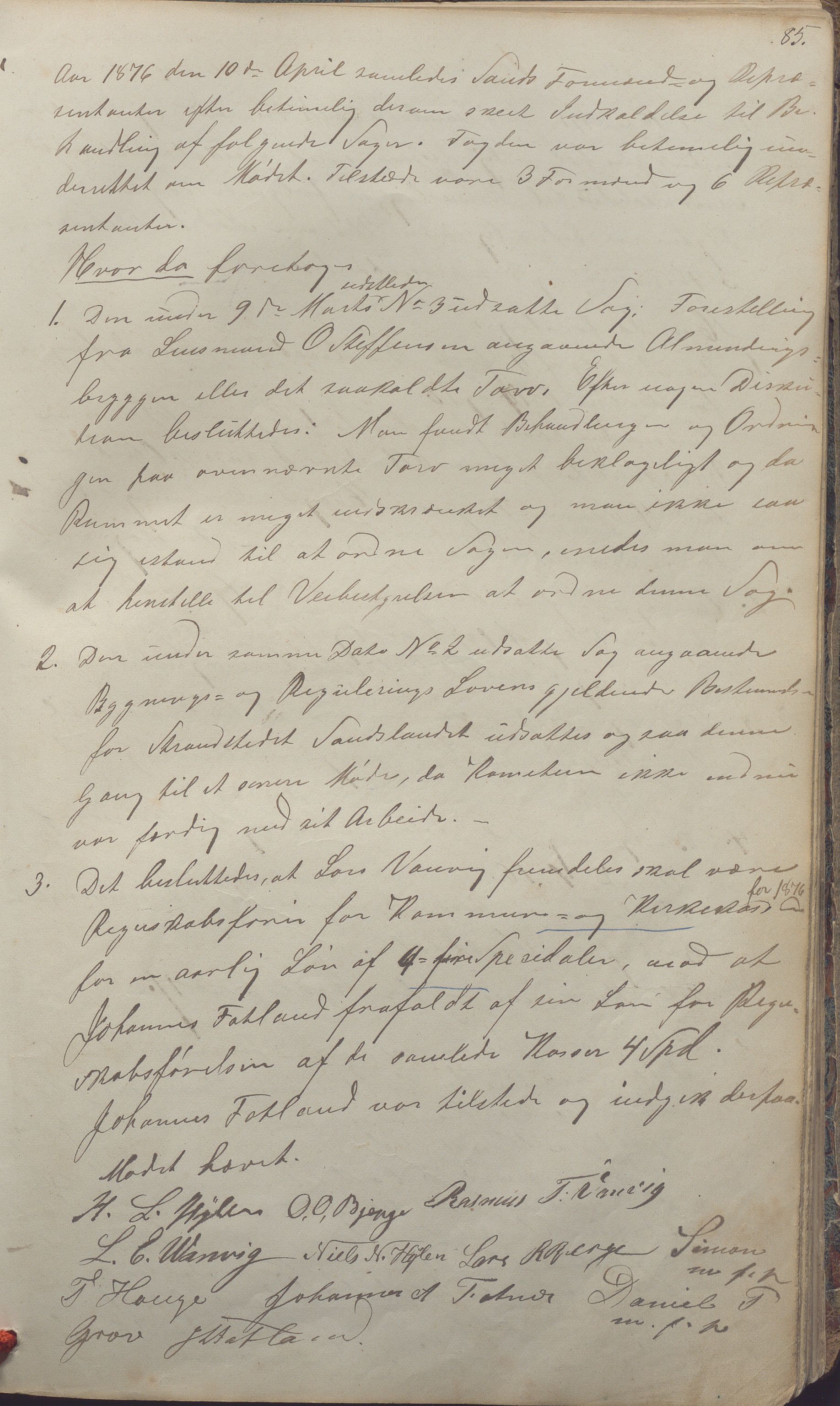 Sand kommune - Formannskapet, IKAR/K-102092/A/Aa/L0001: Møtebok, 1859-1885, p. 85a
