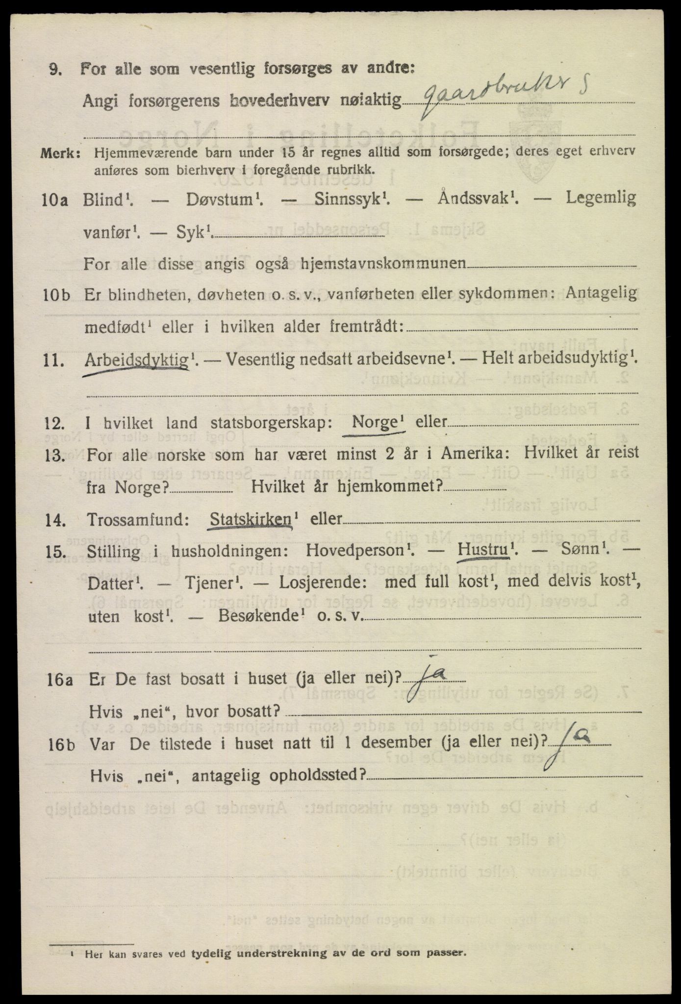 SAK, 1920 census for Feda, 1920, p. 950