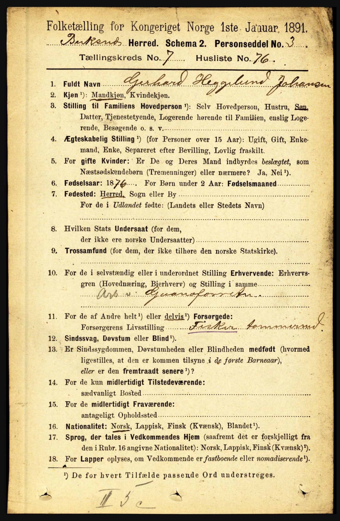 RA, 1891 census for 1860 Buksnes, 1891, p. 5473