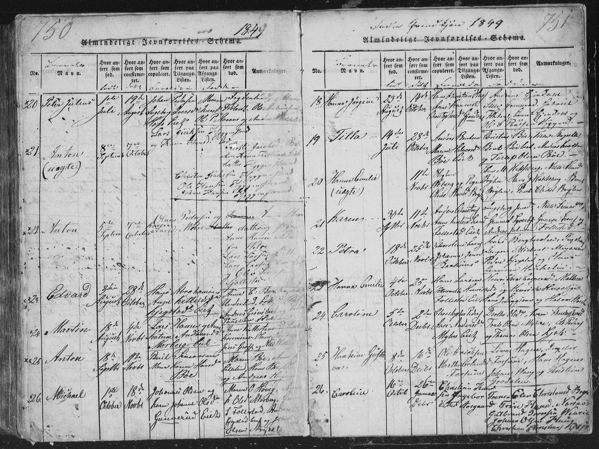 Røyken kirkebøker, AV/SAKO-A-241/G/Ga/L0003: Parish register (copy) no. 3, 1814-1856, p. 750-751