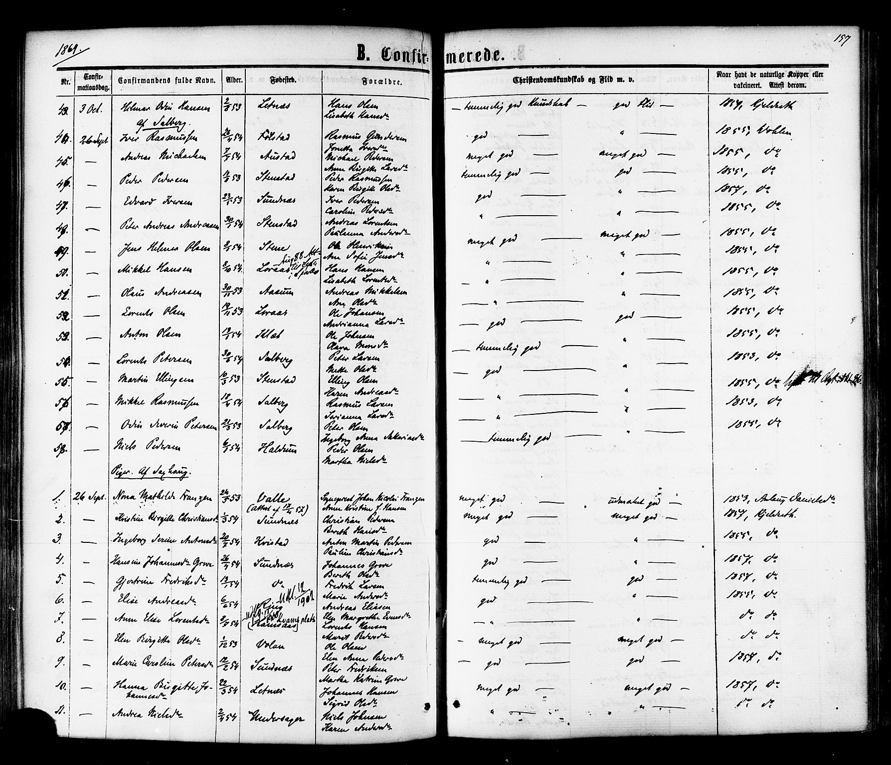 Ministerialprotokoller, klokkerbøker og fødselsregistre - Nord-Trøndelag, AV/SAT-A-1458/730/L0284: Parish register (official) no. 730A09, 1866-1878, p. 157