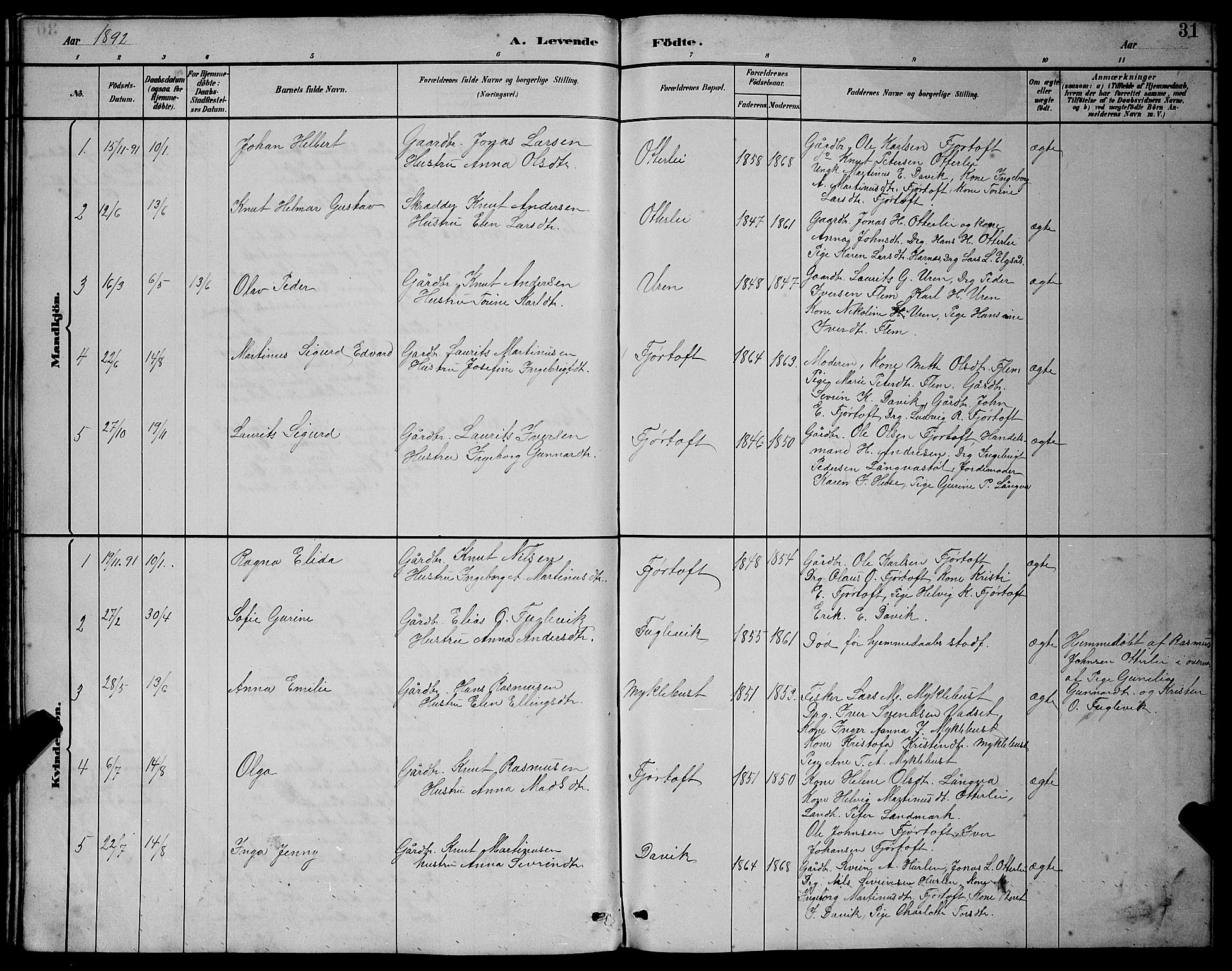 Ministerialprotokoller, klokkerbøker og fødselsregistre - Møre og Romsdal, SAT/A-1454/538/L0523: Parish register (copy) no. 538C01, 1881-1900, p. 31