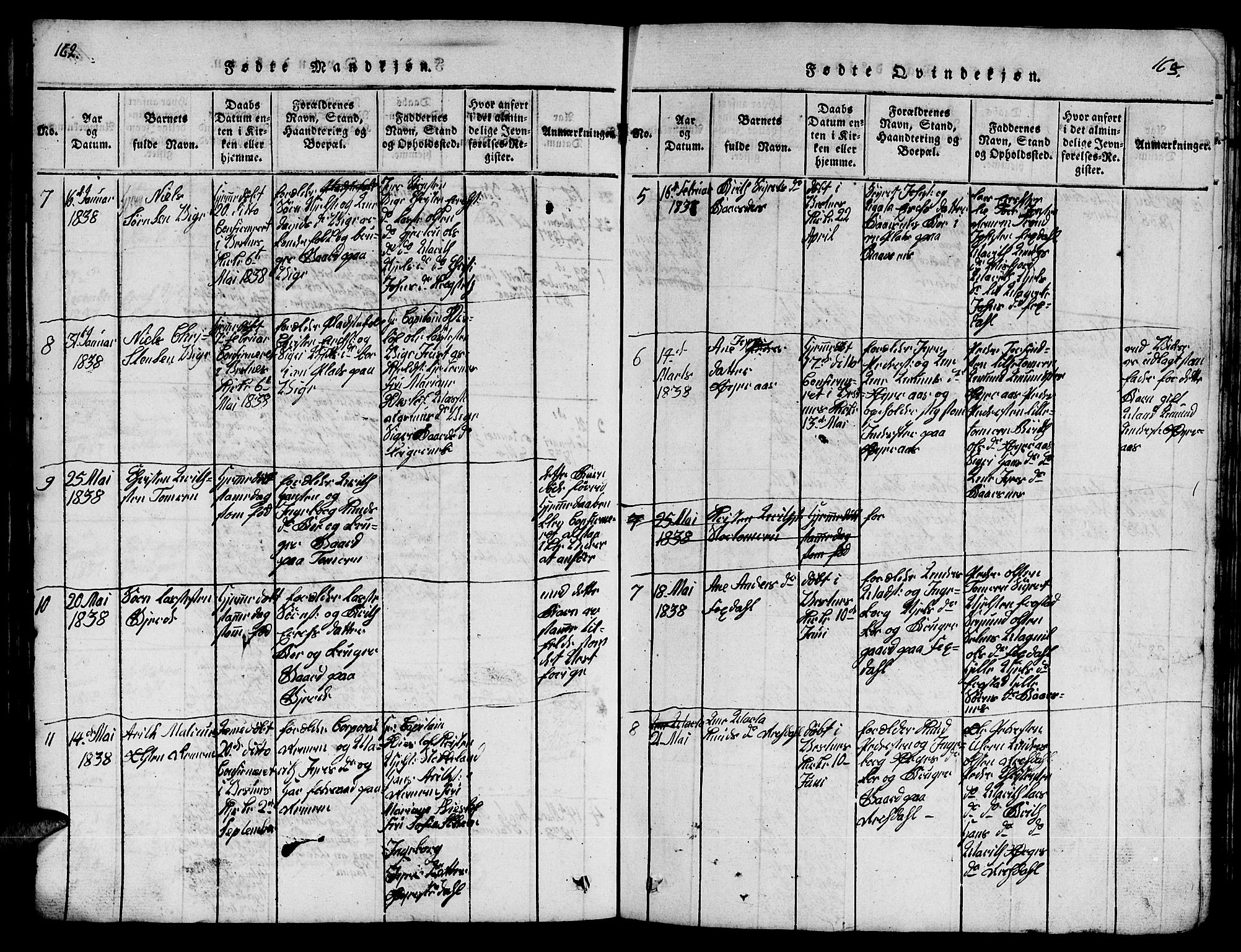 Ministerialprotokoller, klokkerbøker og fødselsregistre - Møre og Romsdal, AV/SAT-A-1454/539/L0535: Parish register (copy) no. 539C01, 1818-1842, p. 162-163