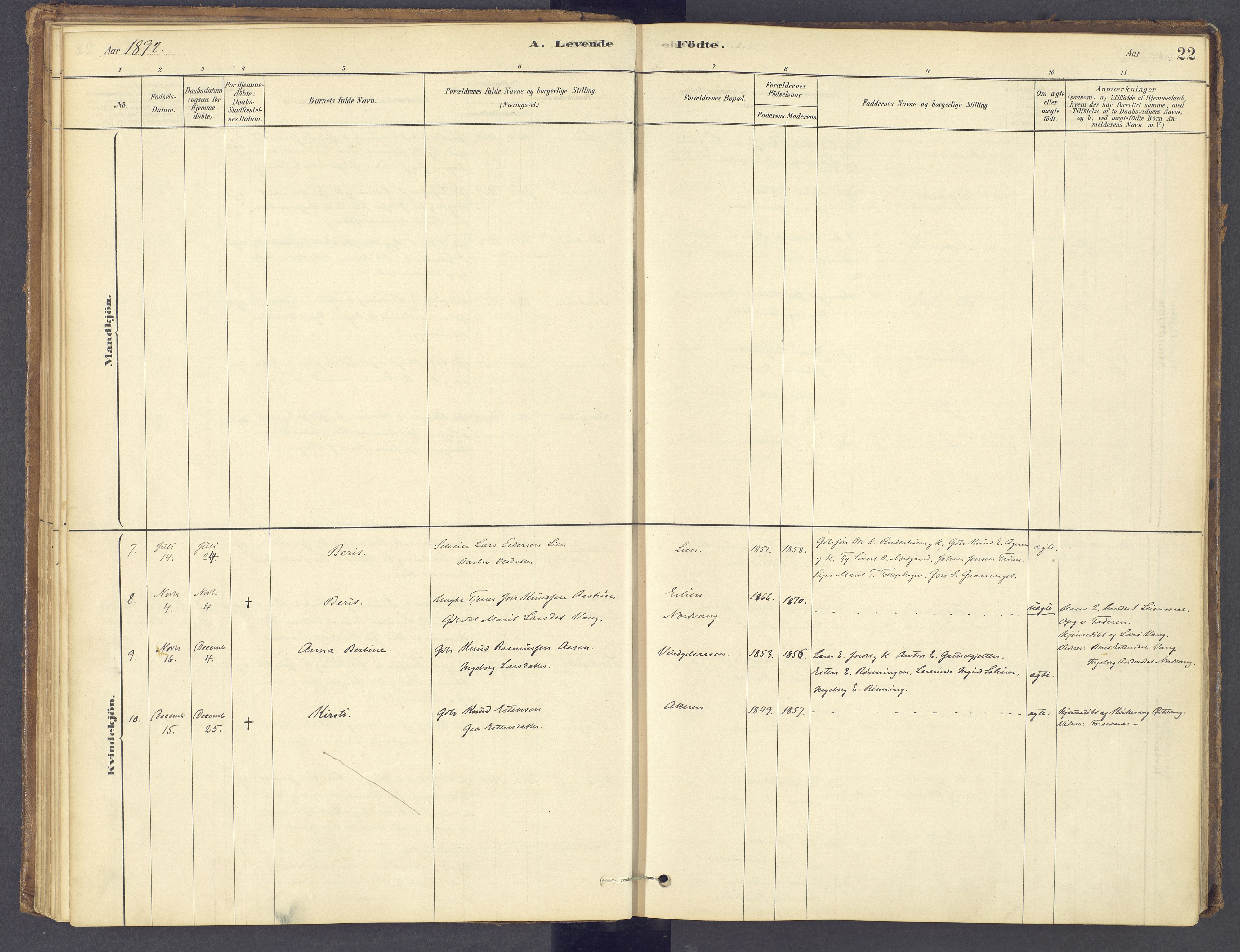 Tolga prestekontor, AV/SAH-PREST-062/K/L0012: Parish register (official) no. 12, 1877-1925, p. 22