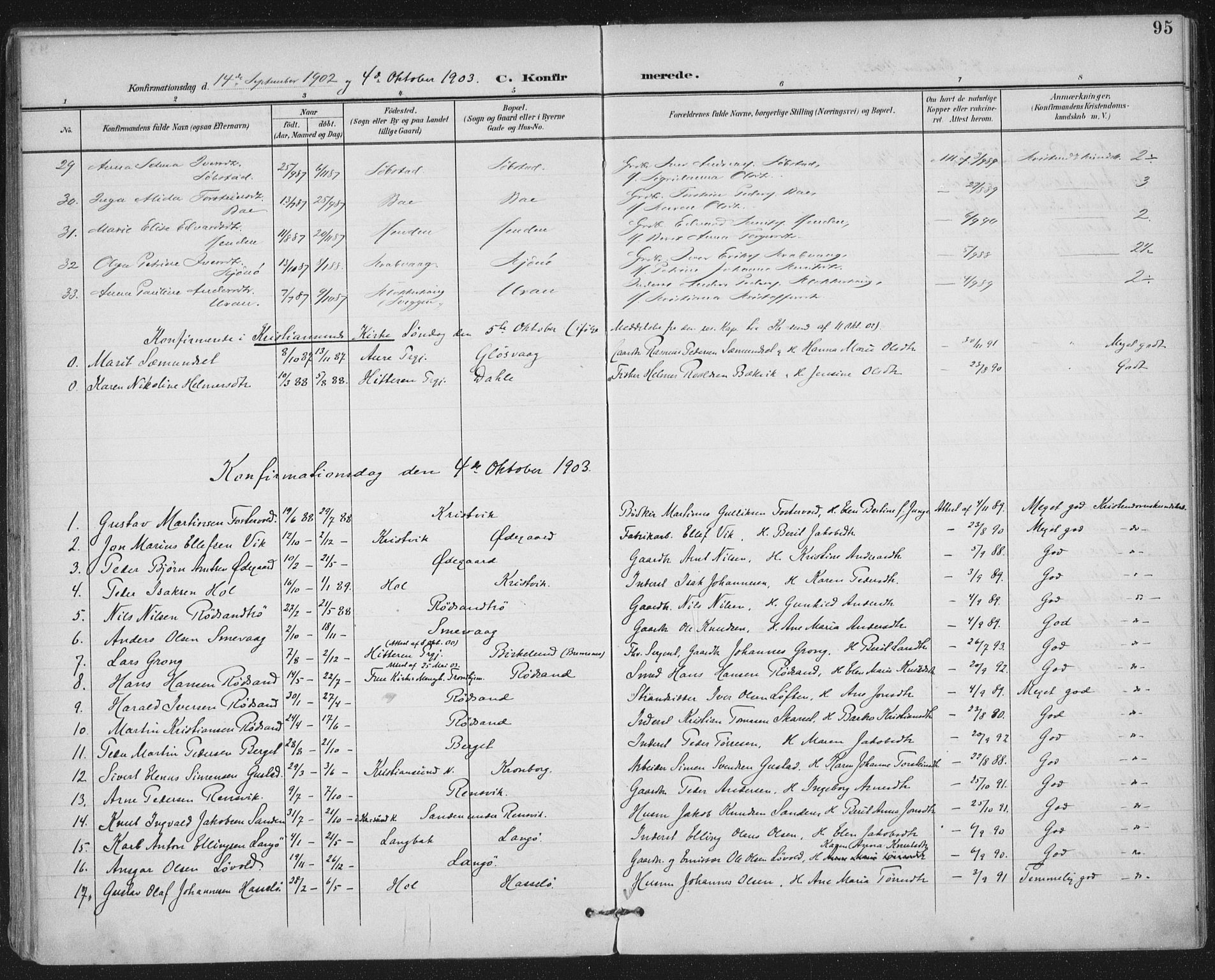 Ministerialprotokoller, klokkerbøker og fødselsregistre - Møre og Romsdal, SAT/A-1454/569/L0820: Parish register (official) no. 569A06, 1900-1911, p. 95