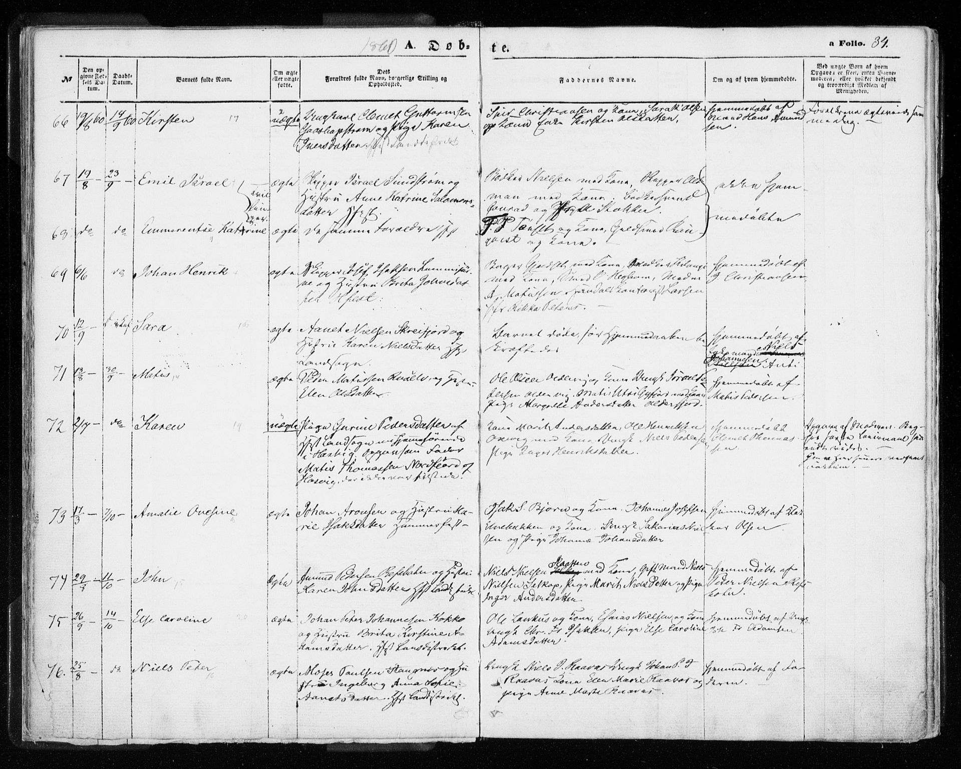 Hammerfest sokneprestkontor, SATØ/S-1347/H/Ha/L0005.kirke: Parish register (official) no. 5, 1857-1869, p. 34