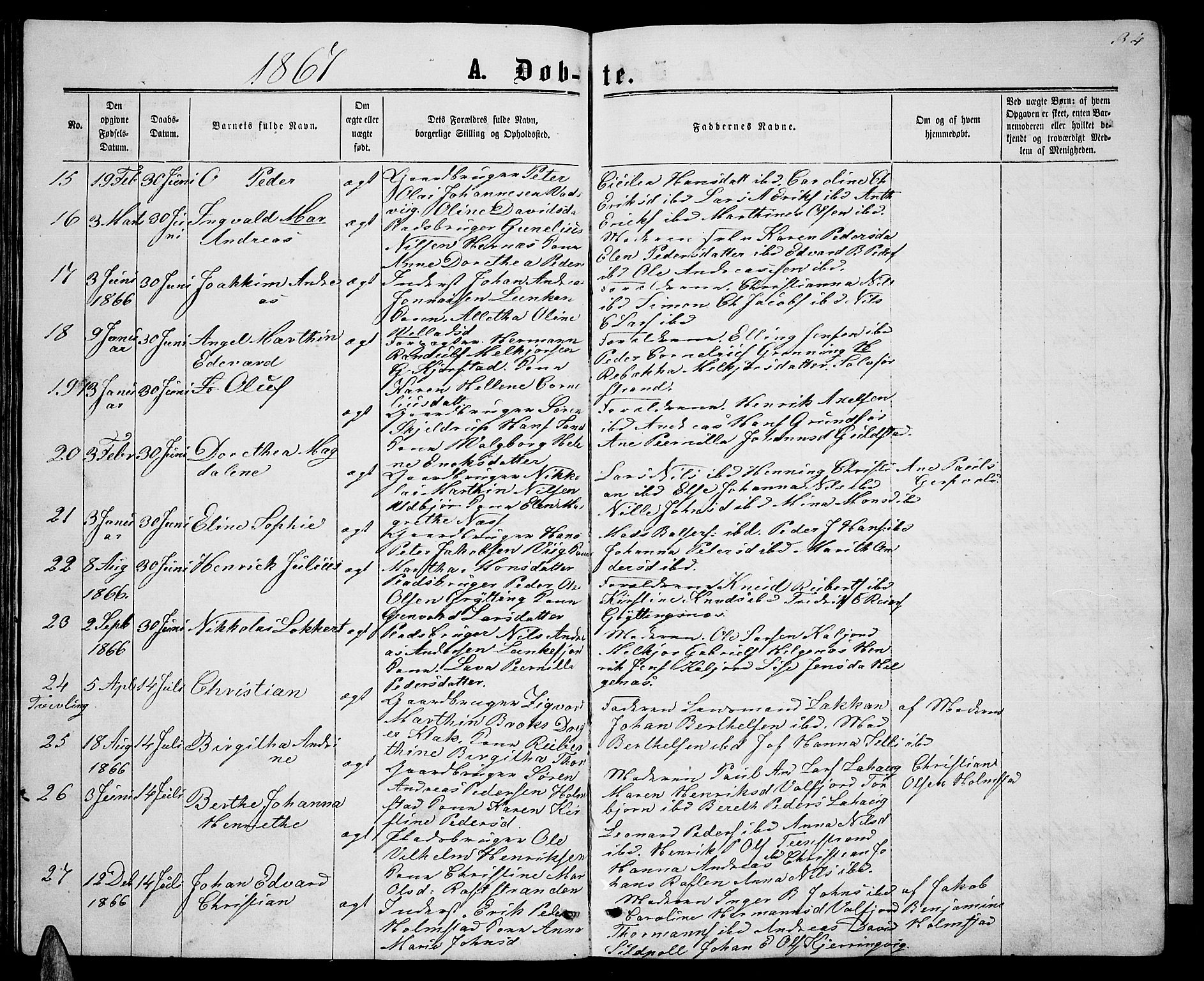 Ministerialprotokoller, klokkerbøker og fødselsregistre - Nordland, AV/SAT-A-1459/888/L1266: Parish register (copy) no. 888C04, 1864-1877, p. 34