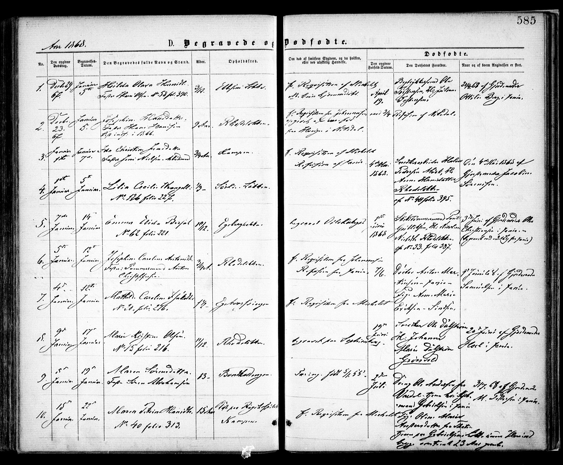 Østre Aker prestekontor Kirkebøker, SAO/A-10840/F/Fa/L0001: Parish register (official) no. I 1, 1861-1869, p. 585