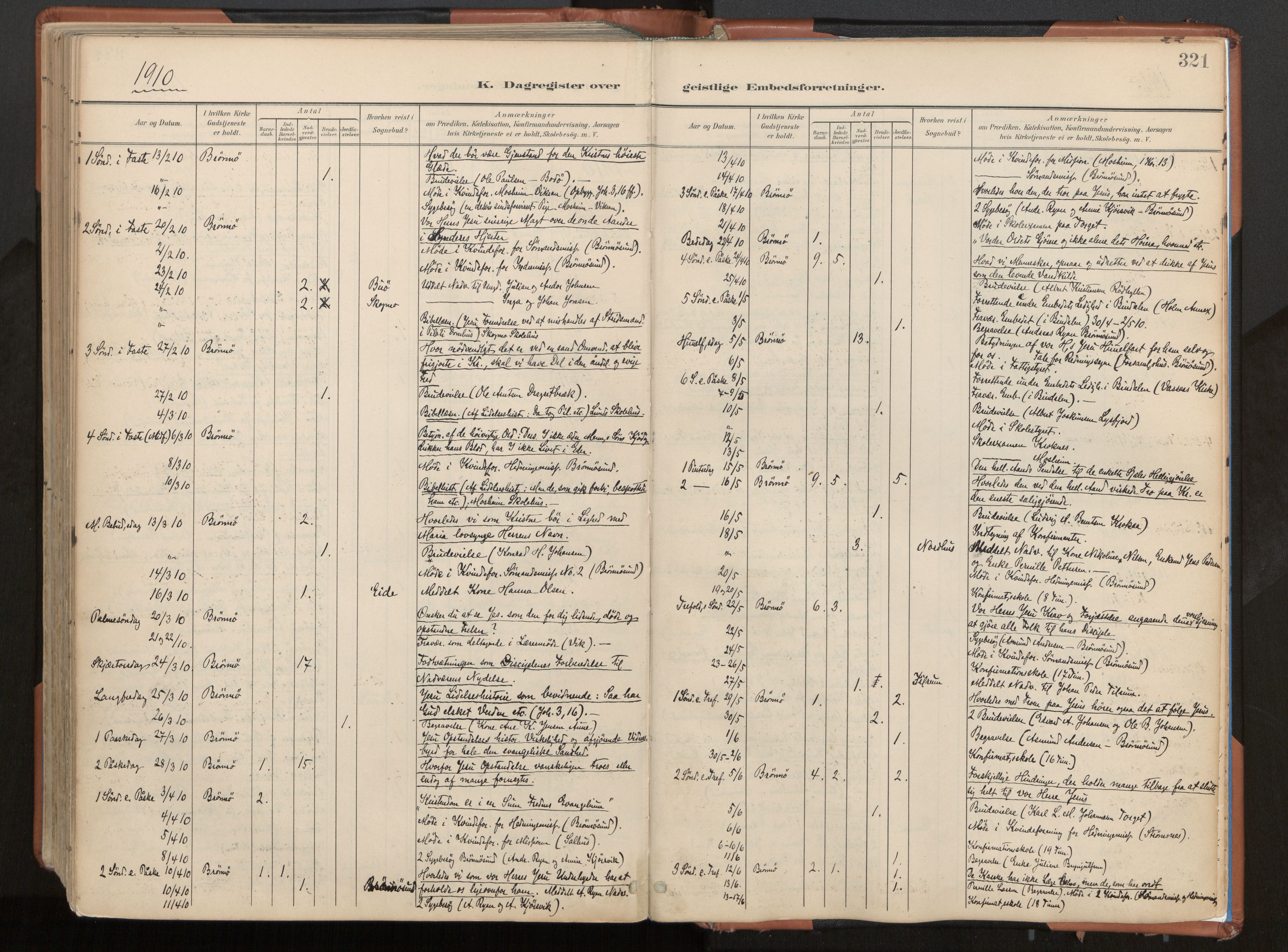 Ministerialprotokoller, klokkerbøker og fødselsregistre - Nordland, SAT/A-1459/813/L0201: Parish register (official) no. 813A11, 1901-1918, p. 321