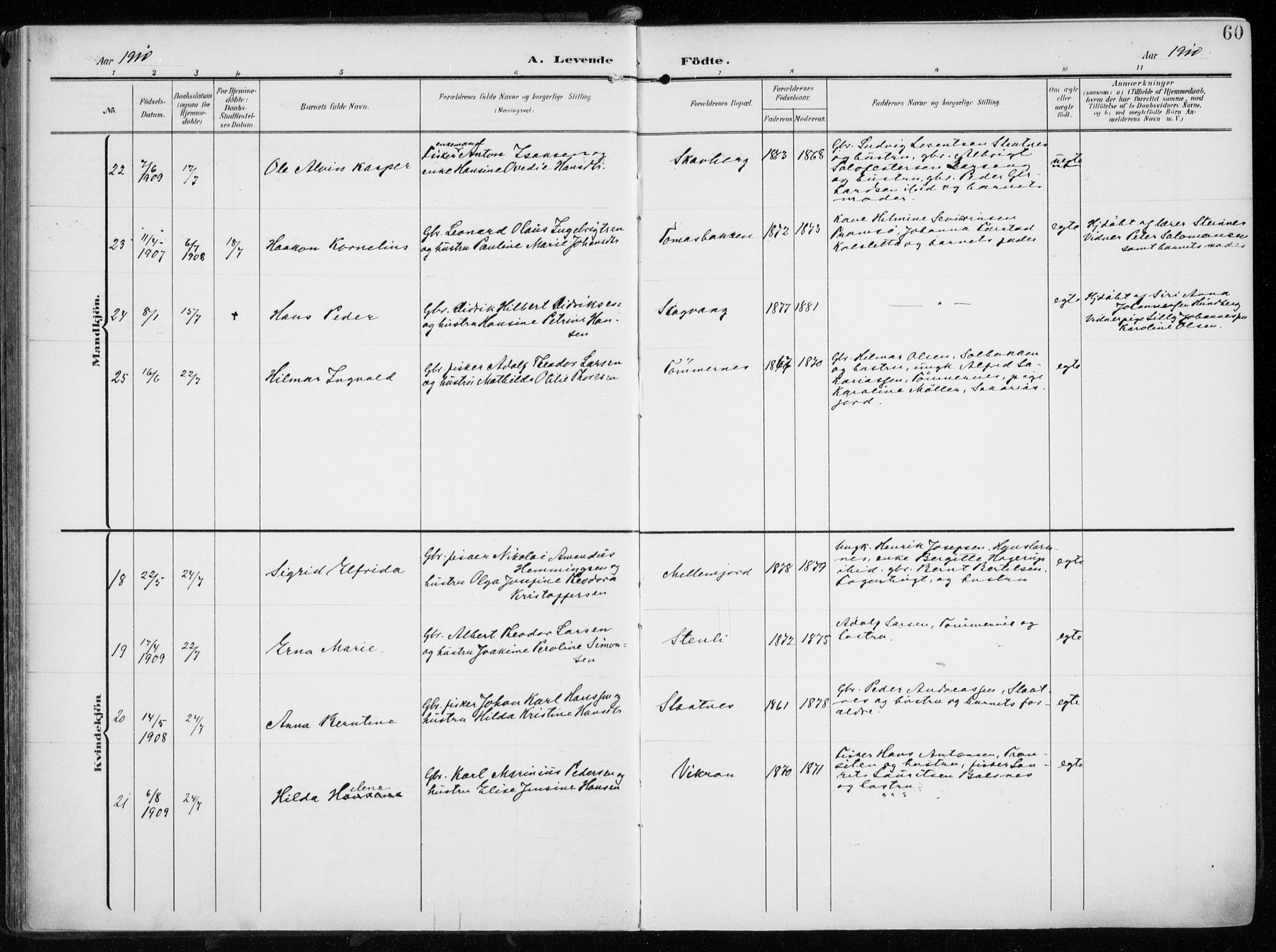 Tromsøysund sokneprestkontor, AV/SATØ-S-1304/G/Ga/L0007kirke: Parish register (official) no. 7, 1907-1914, p. 60