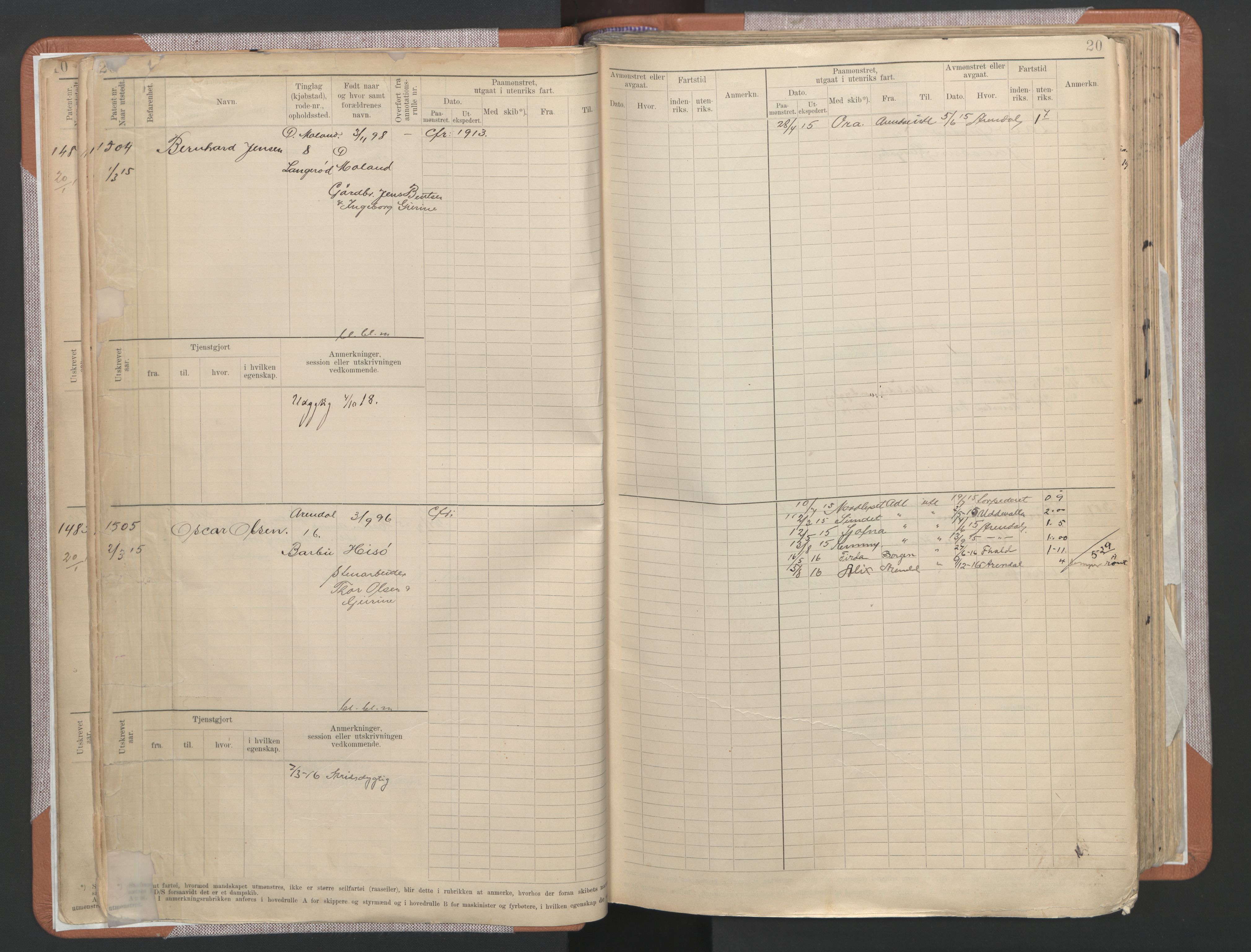 Arendal mønstringskrets, SAK/2031-0012/F/Fb/L0022: Hovedrulle A nr 1466-2242, S-20, 1914-1930, p. 24