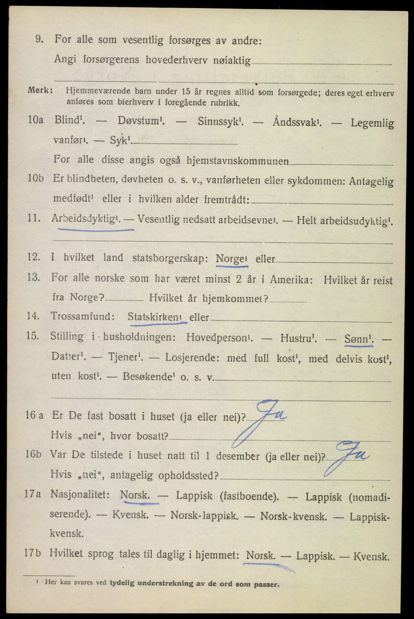 SAT, 1920 census for Ankenes, 1920, p. 1706