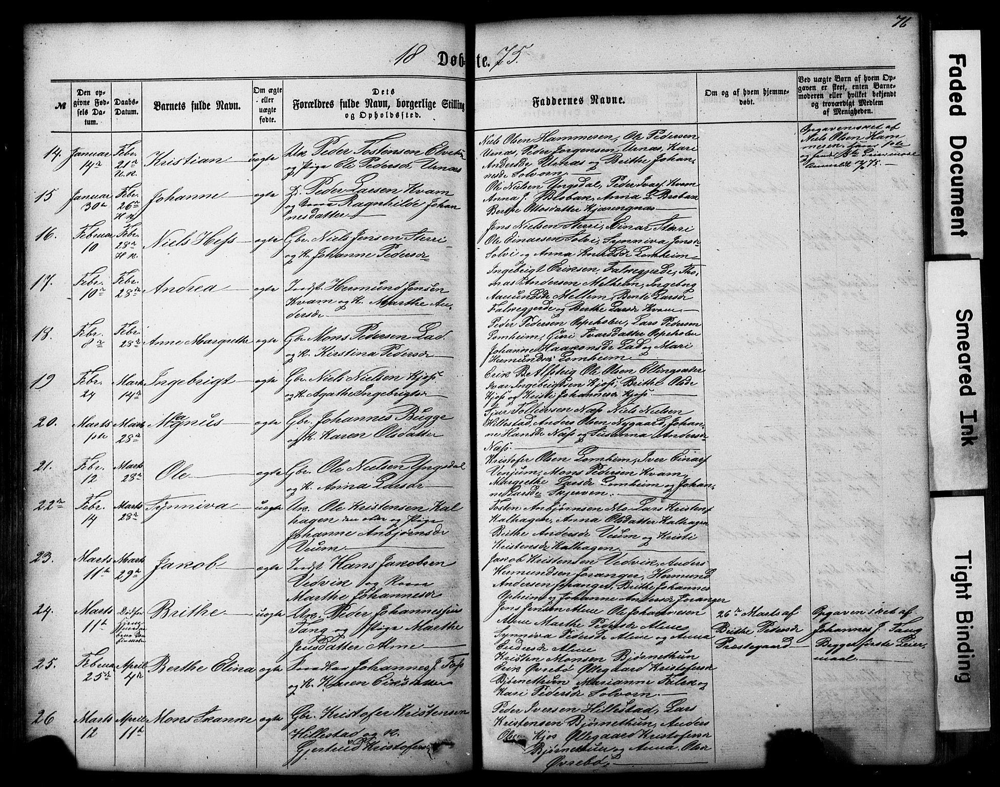 Hafslo sokneprestembete, AV/SAB-A-80301/H/Hab/Haba/L0001: Parish register (copy) no. A 1, 1866-1908, p. 76