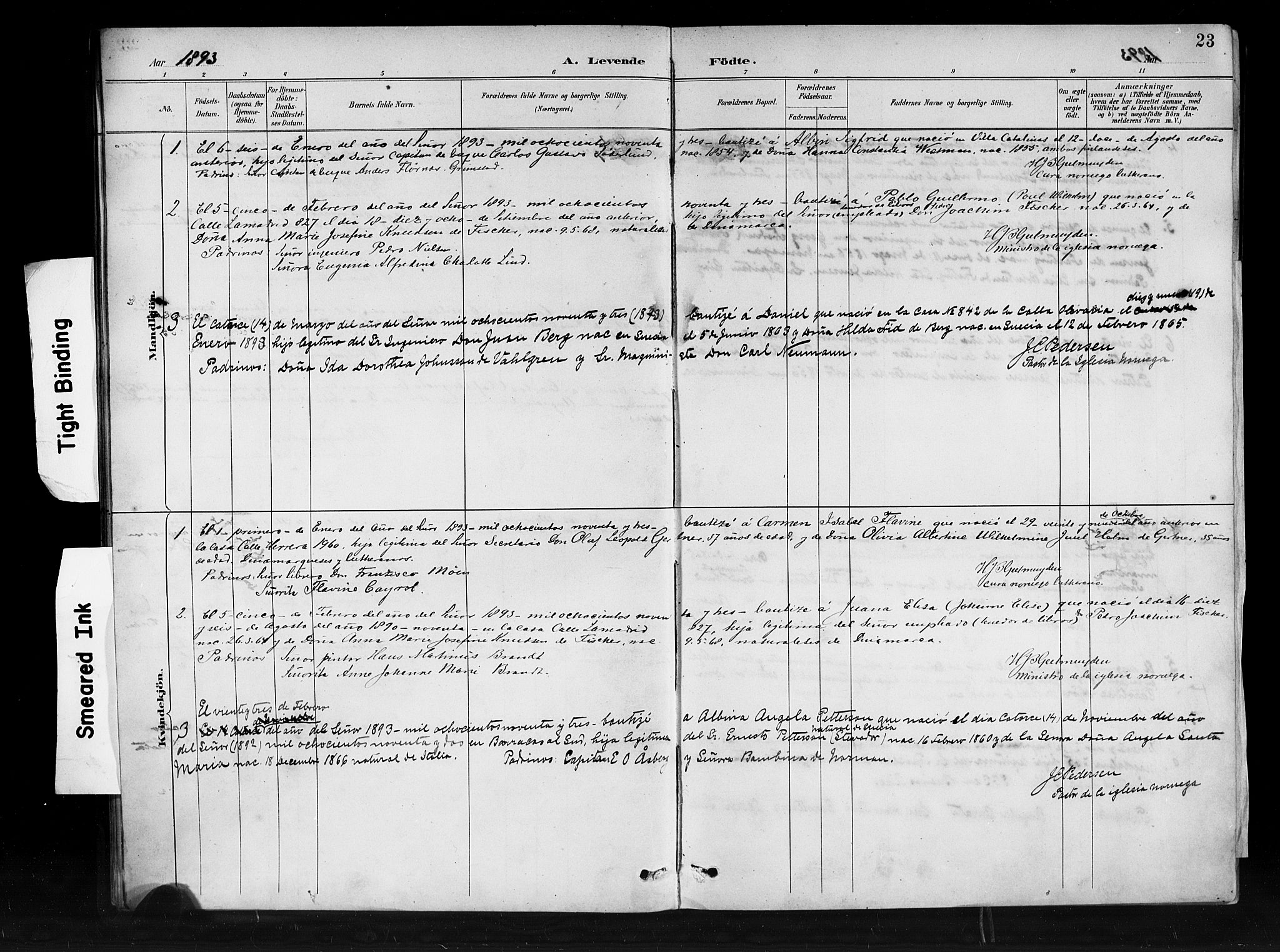 Den norske sjømannsmisjon i utlandet/Syd-Amerika (Buenos Aires m.fl.), SAB/SAB/PA-0118/H/Ha/L0001: Parish register (official) no. A 1, 1888-1898, p. 23
