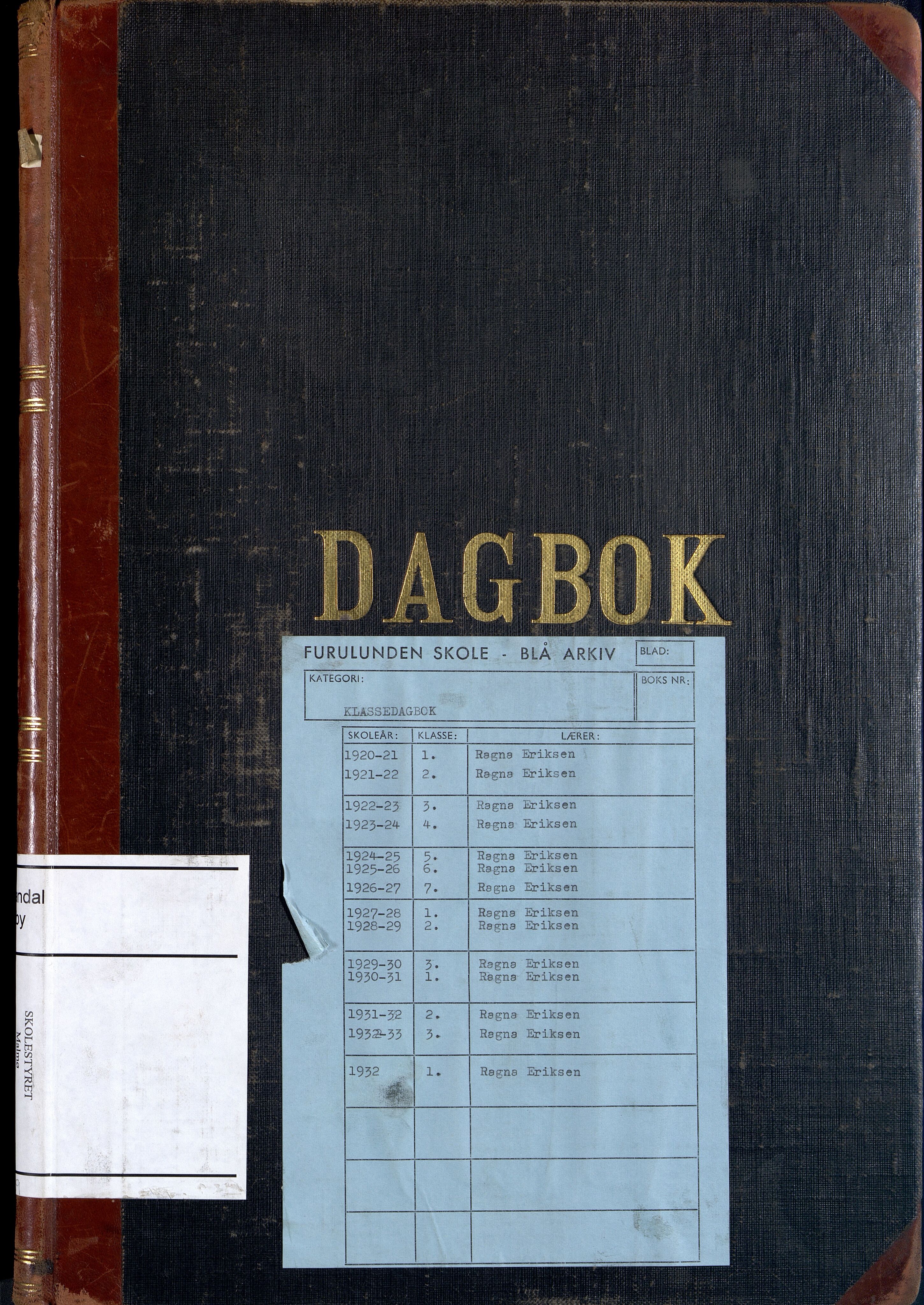 Mandal By - Mandal Allmueskole/Folkeskole/Skole, ARKSOR/1002MG551/I/L0039: Dagbok, 1920-1932