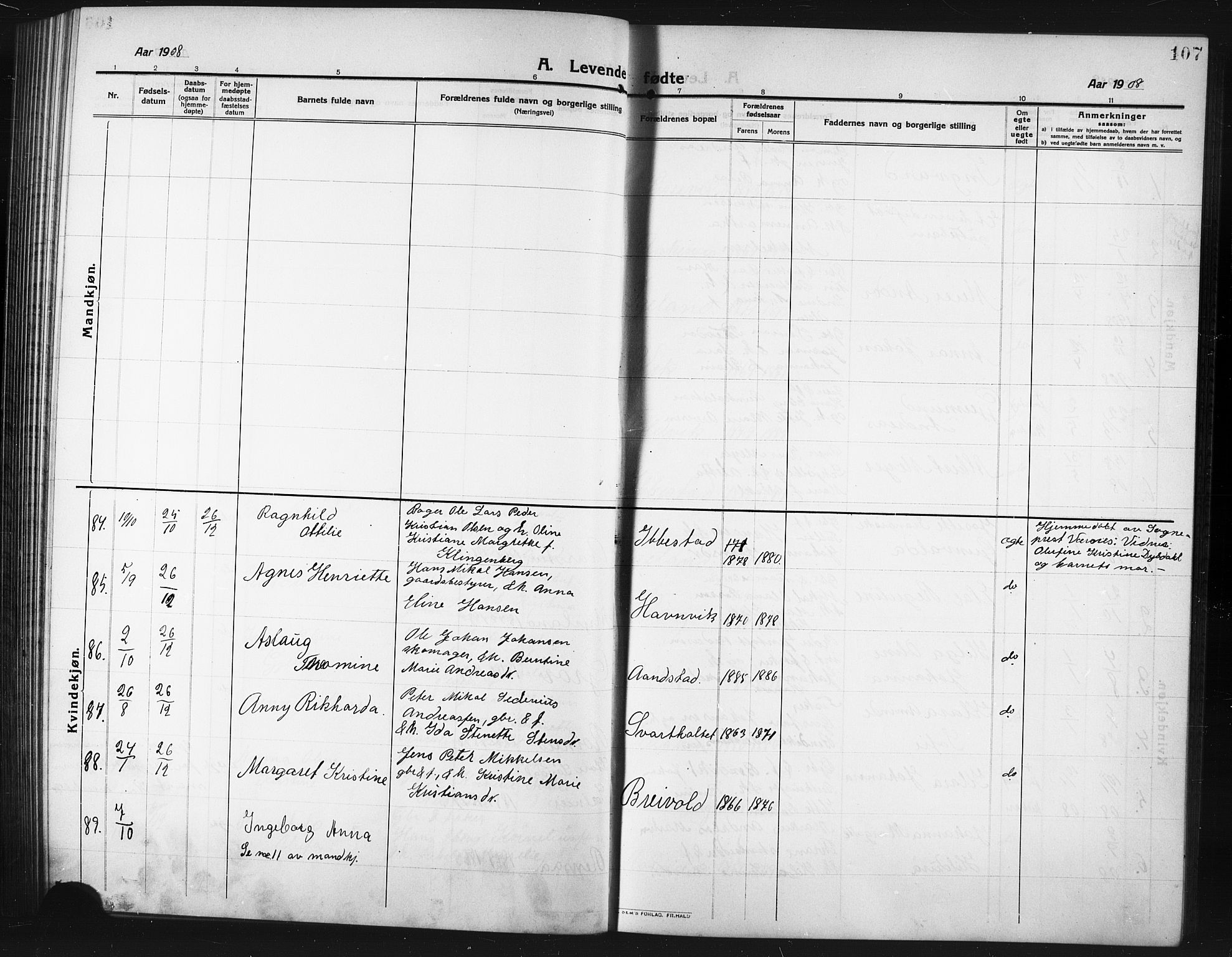 Ibestad sokneprestembete, AV/SATØ-S-0077/H/Ha/Hab/L0009klokker: Parish register (copy) no. 9, 1902-1914, p. 107