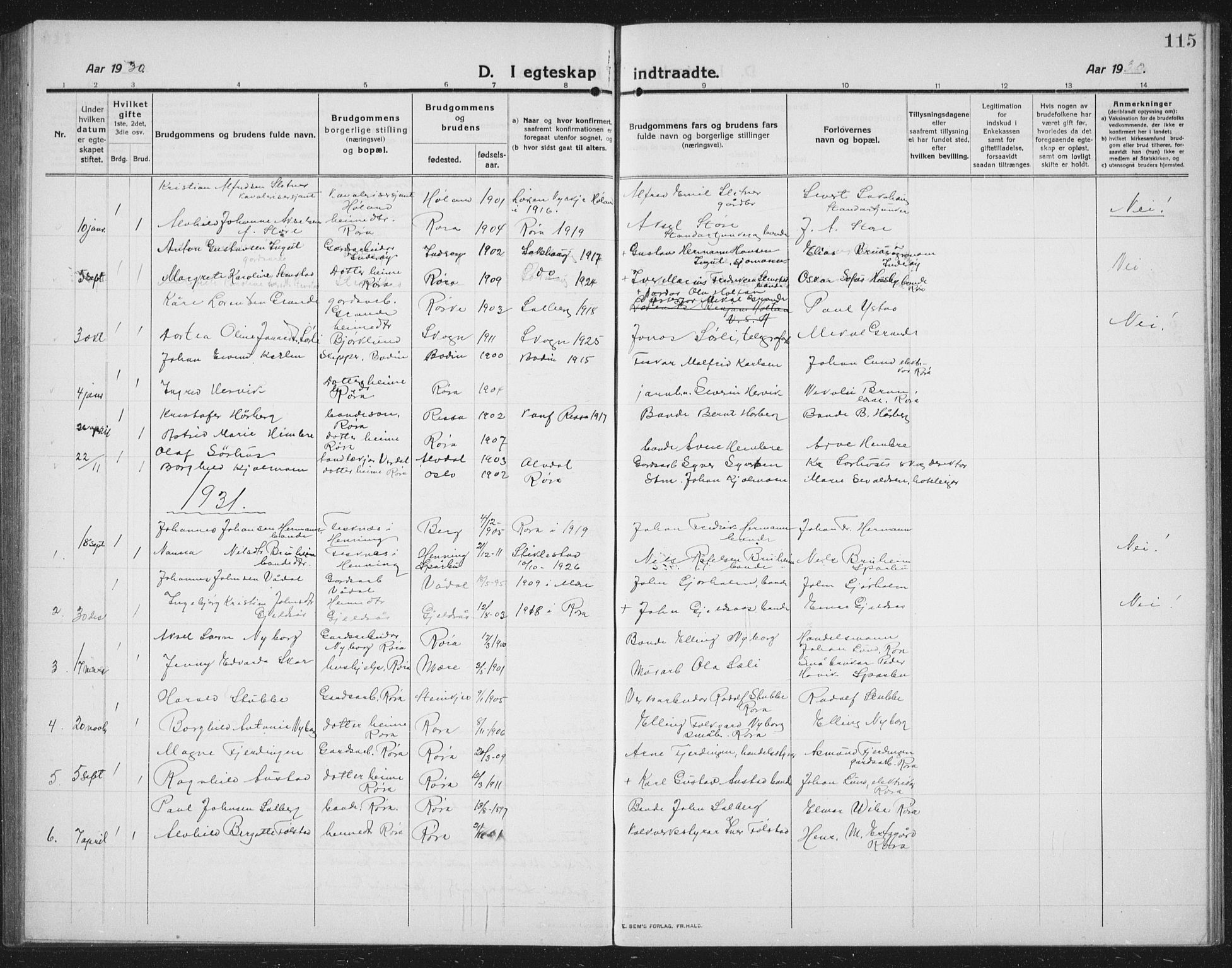 Ministerialprotokoller, klokkerbøker og fødselsregistre - Nord-Trøndelag, SAT/A-1458/731/L0312: Parish register (copy) no. 731C03, 1911-1935, p. 115
