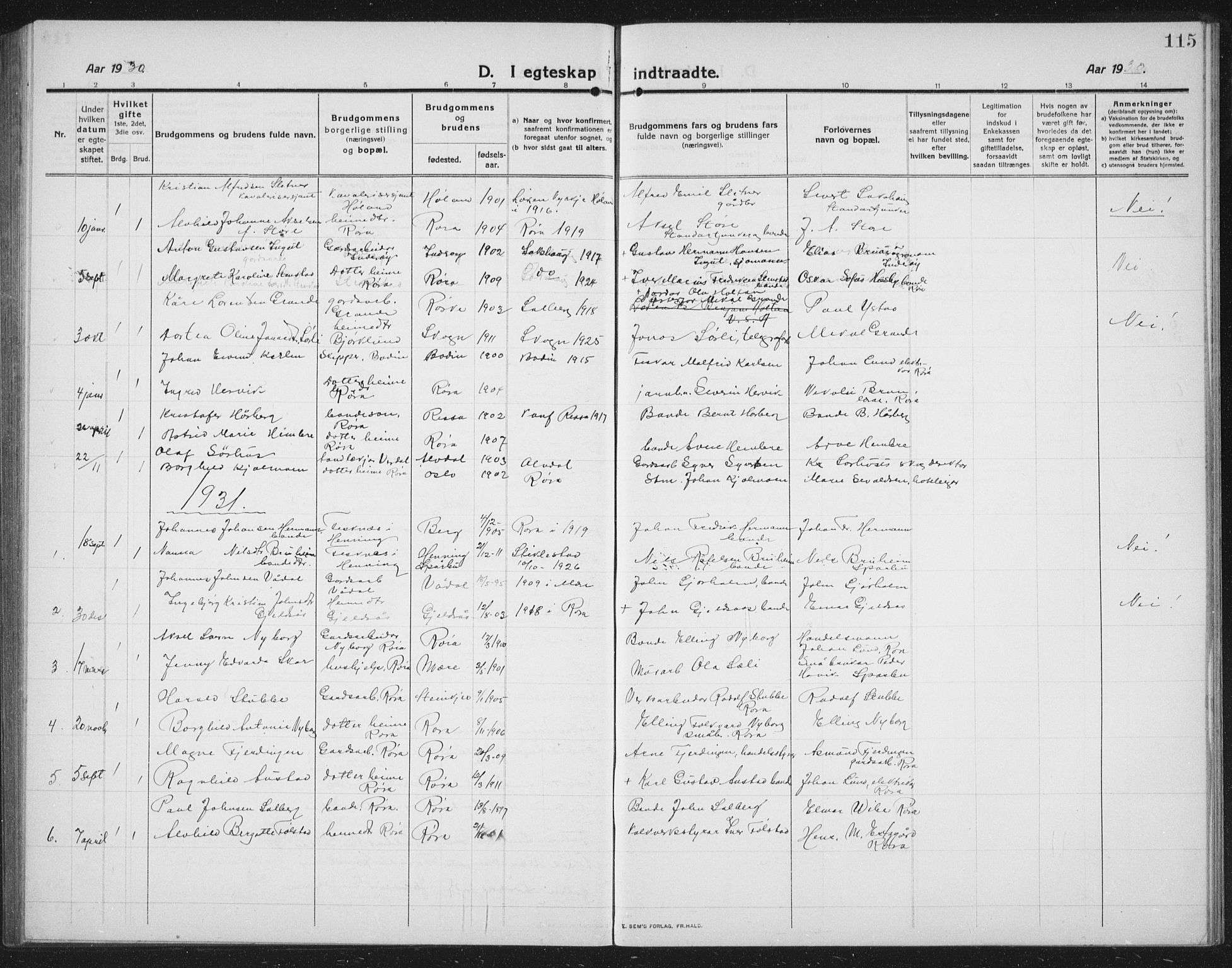 Ministerialprotokoller, klokkerbøker og fødselsregistre - Nord-Trøndelag, AV/SAT-A-1458/731/L0312: Parish register (copy) no. 731C03, 1911-1935, p. 115