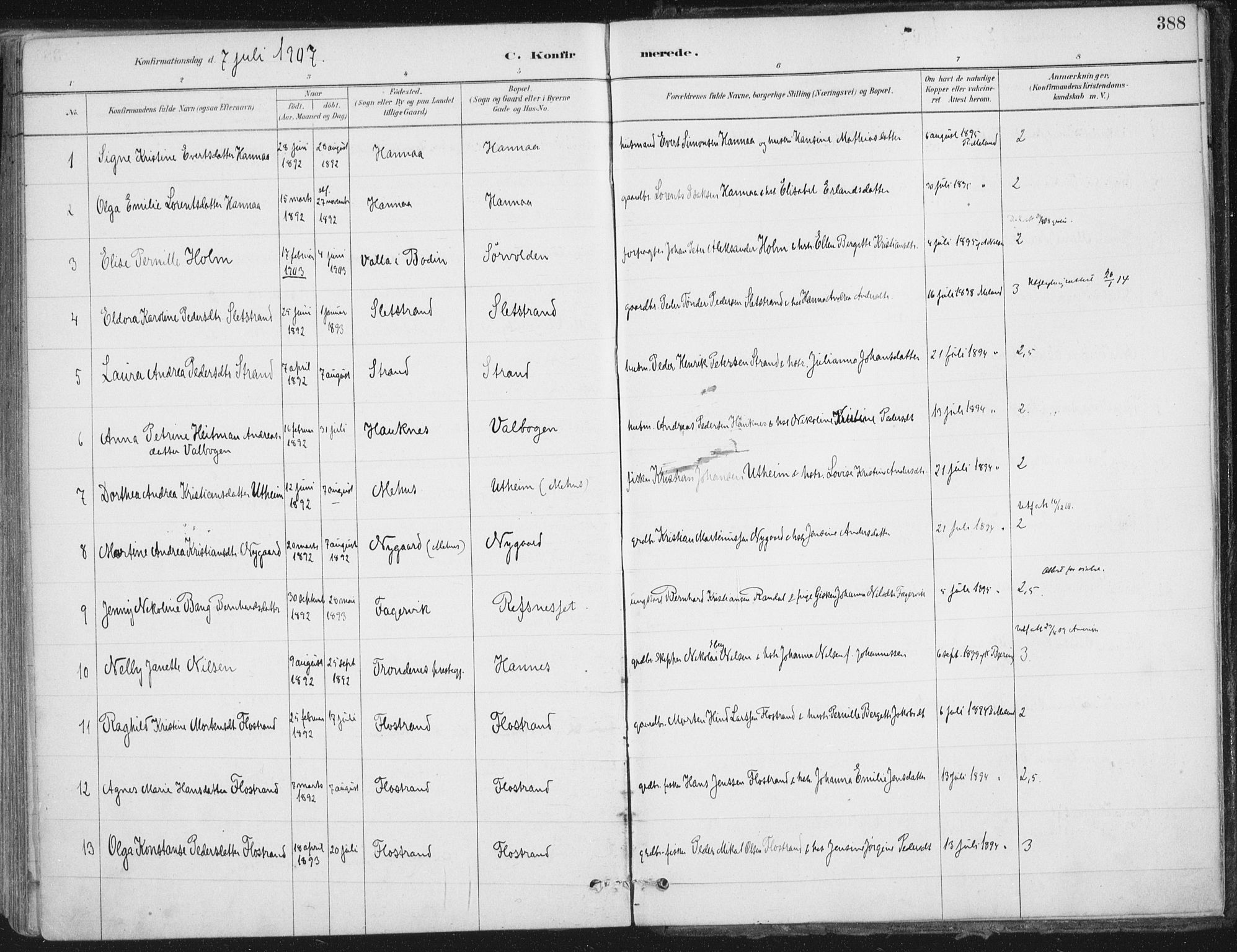 Ministerialprotokoller, klokkerbøker og fødselsregistre - Nordland, AV/SAT-A-1459/838/L0552: Parish register (official) no. 838A10, 1880-1910, p. 388