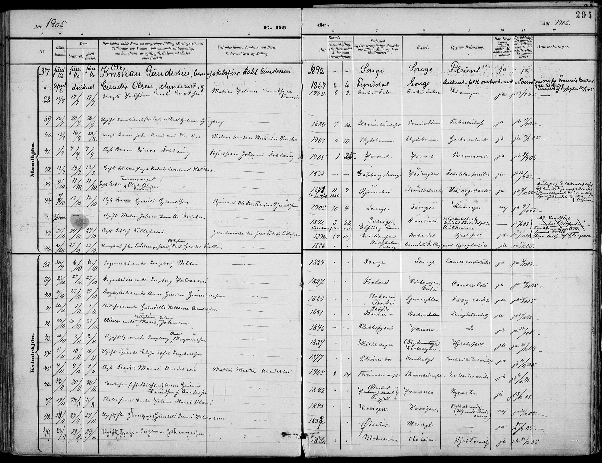 Barbu sokneprestkontor, AV/SAK-1111-0003/F/Fa/L0005: Parish register (official) no. A 5, 1899-1909, p. 294