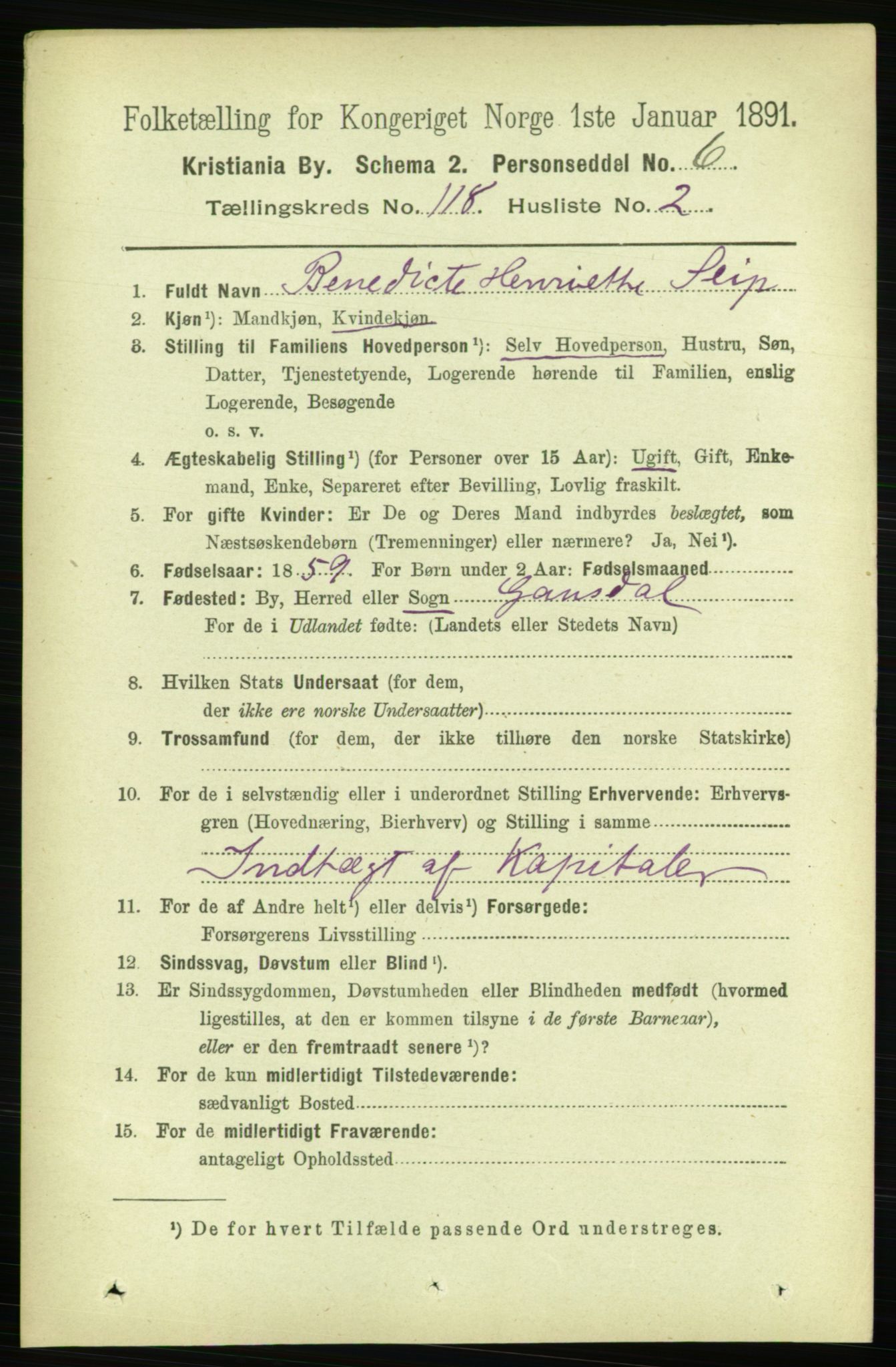 RA, 1891 census for 0301 Kristiania, 1891, p. 63298