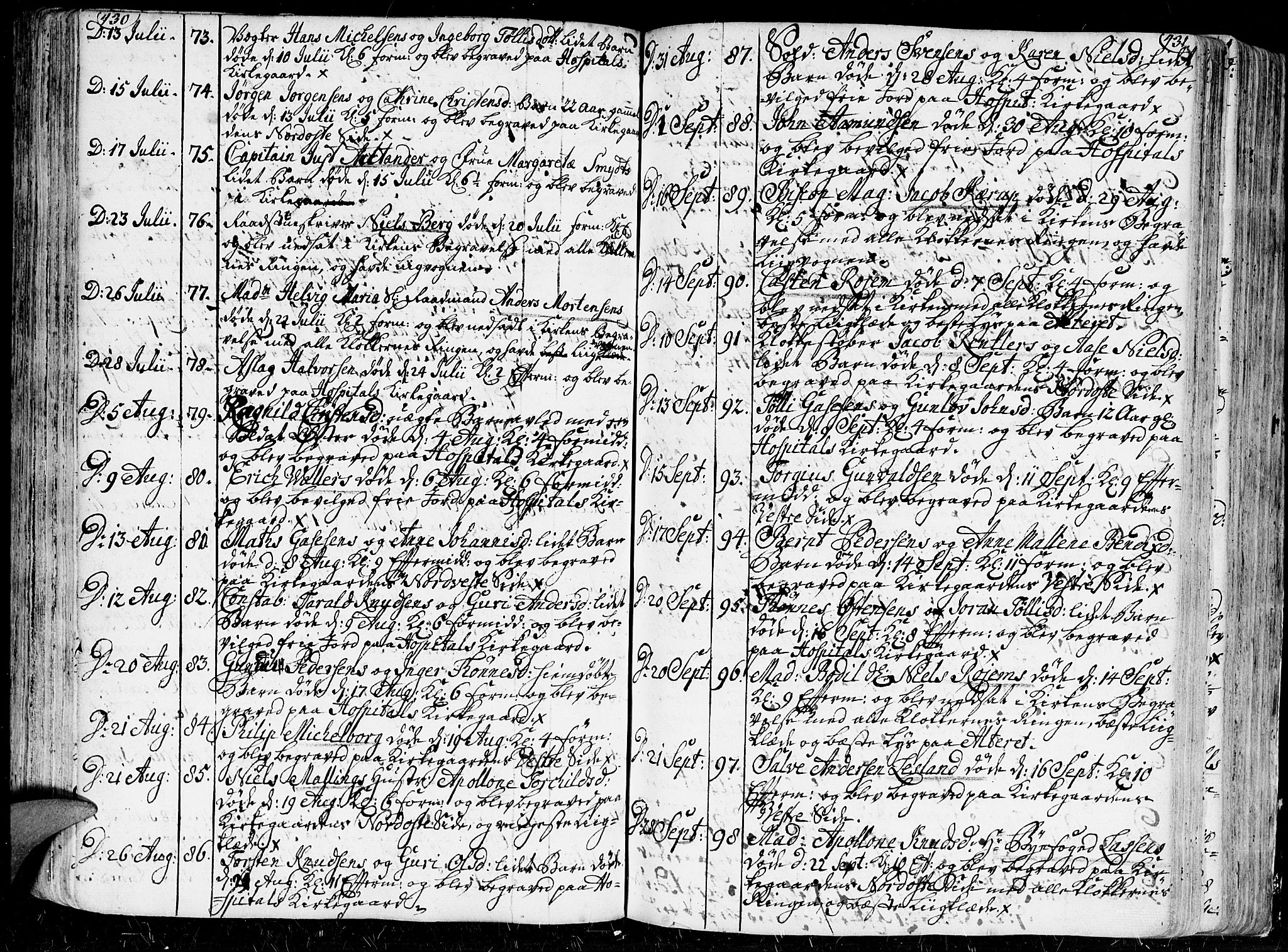 Kristiansand domprosti, AV/SAK-1112-0006/F/Fa/L0001: Parish register (official) no. A 1, 1734-1793, p. 430-431