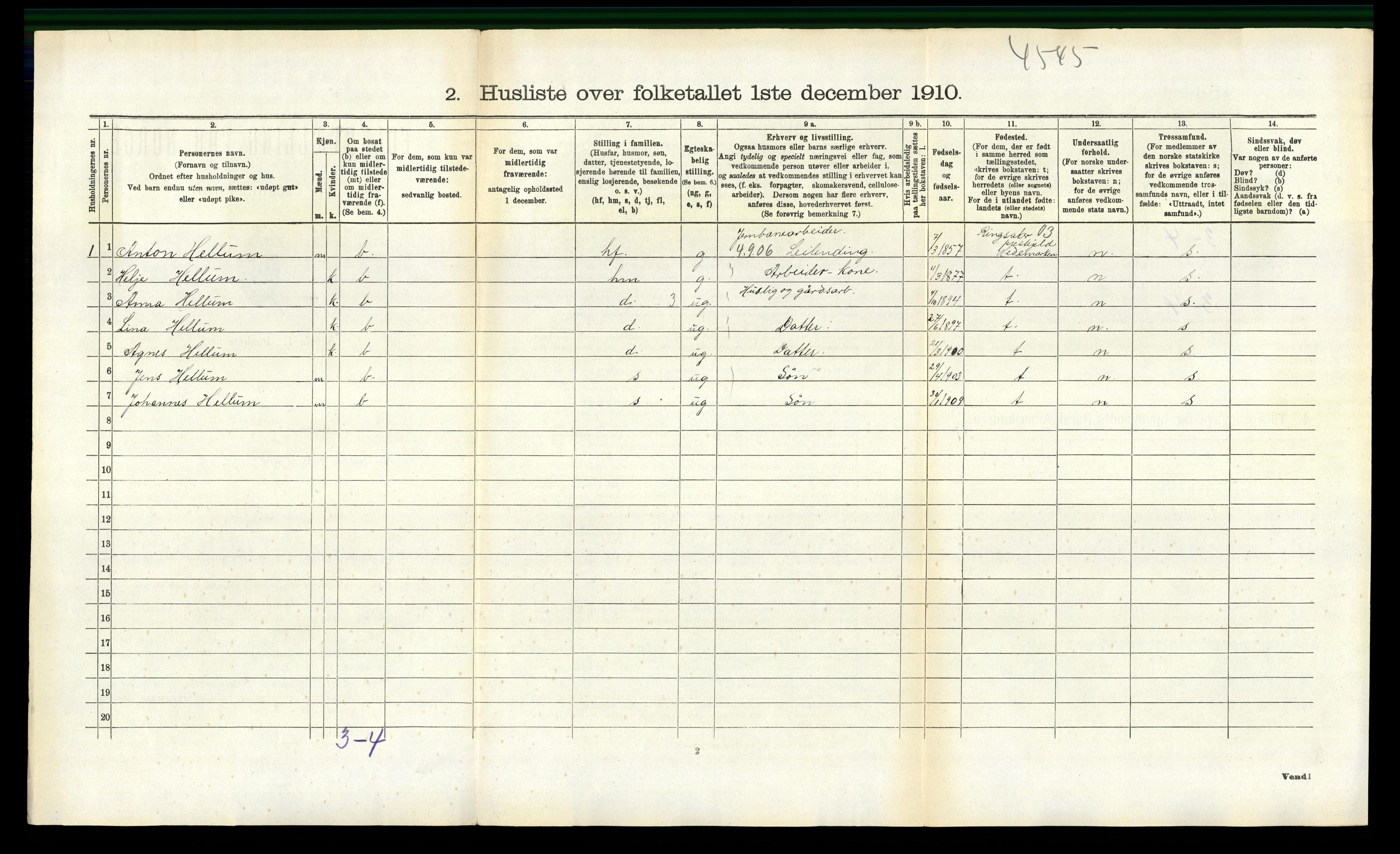 RA, 1910 census for Froland, 1910, p. 163