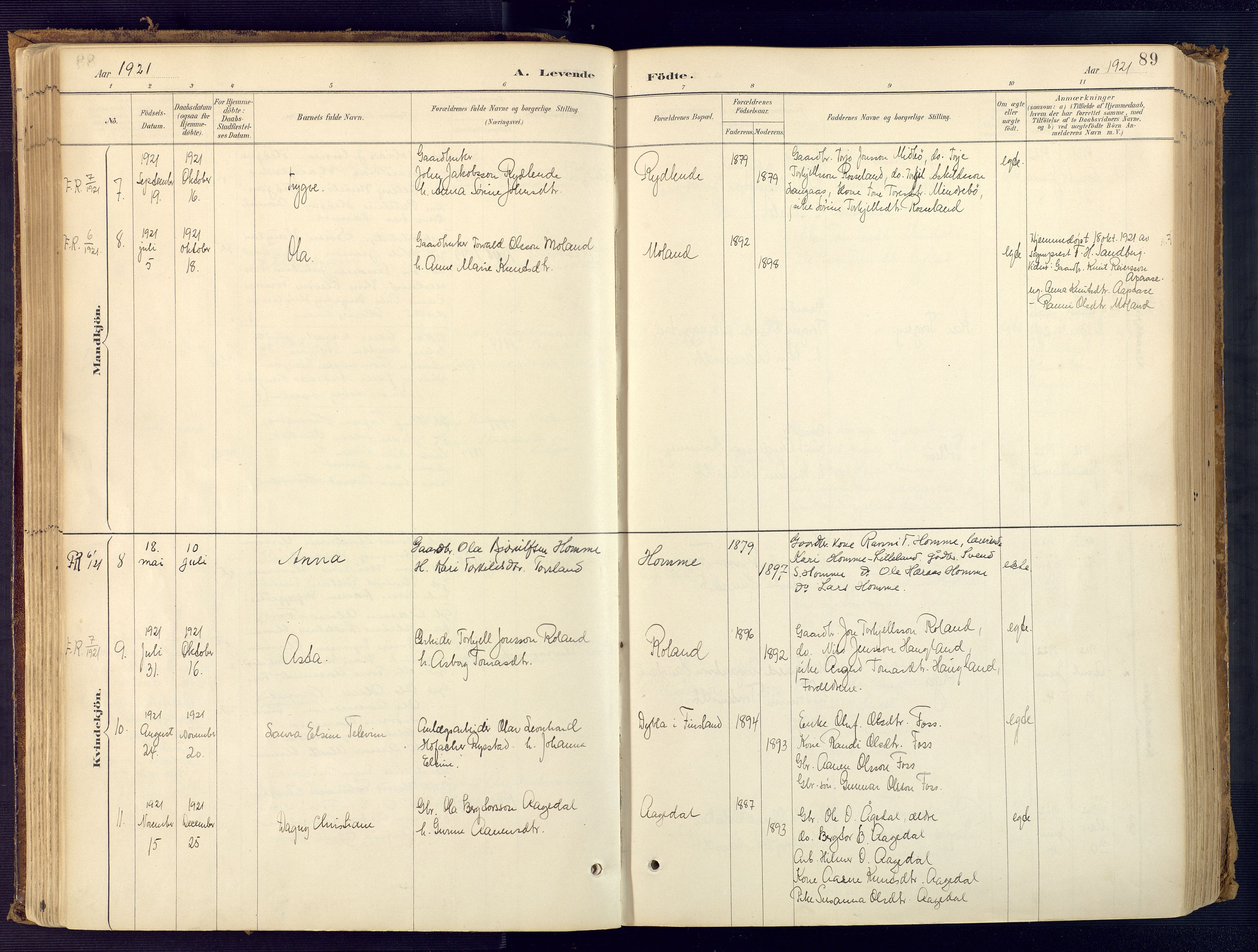 Bjelland sokneprestkontor, AV/SAK-1111-0005/F/Fa/Faa/L0004: Parish register (official) no. A 4, 1887-1923, p. 89