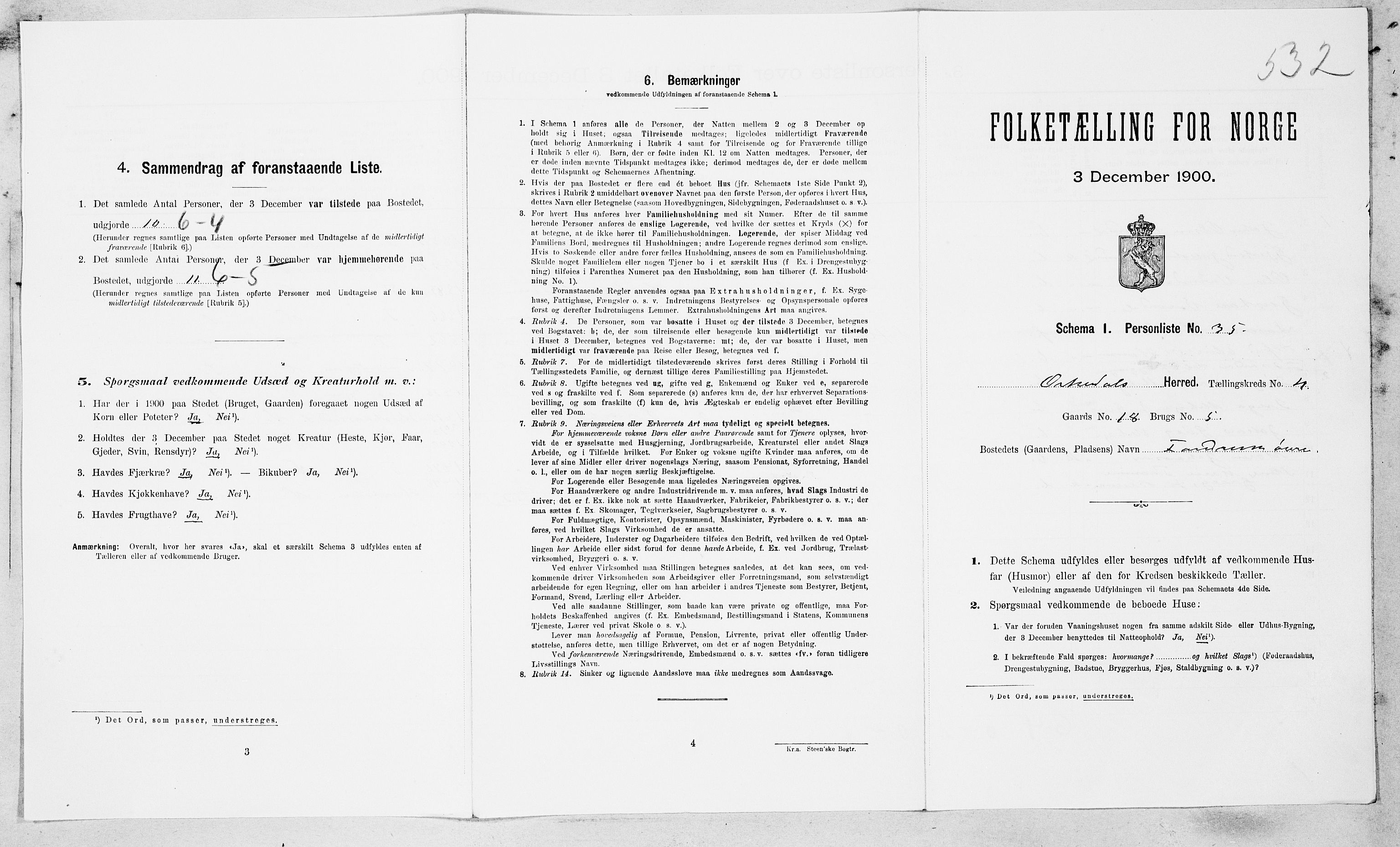 SAT, 1900 census for Orkdal, 1900, p. 711