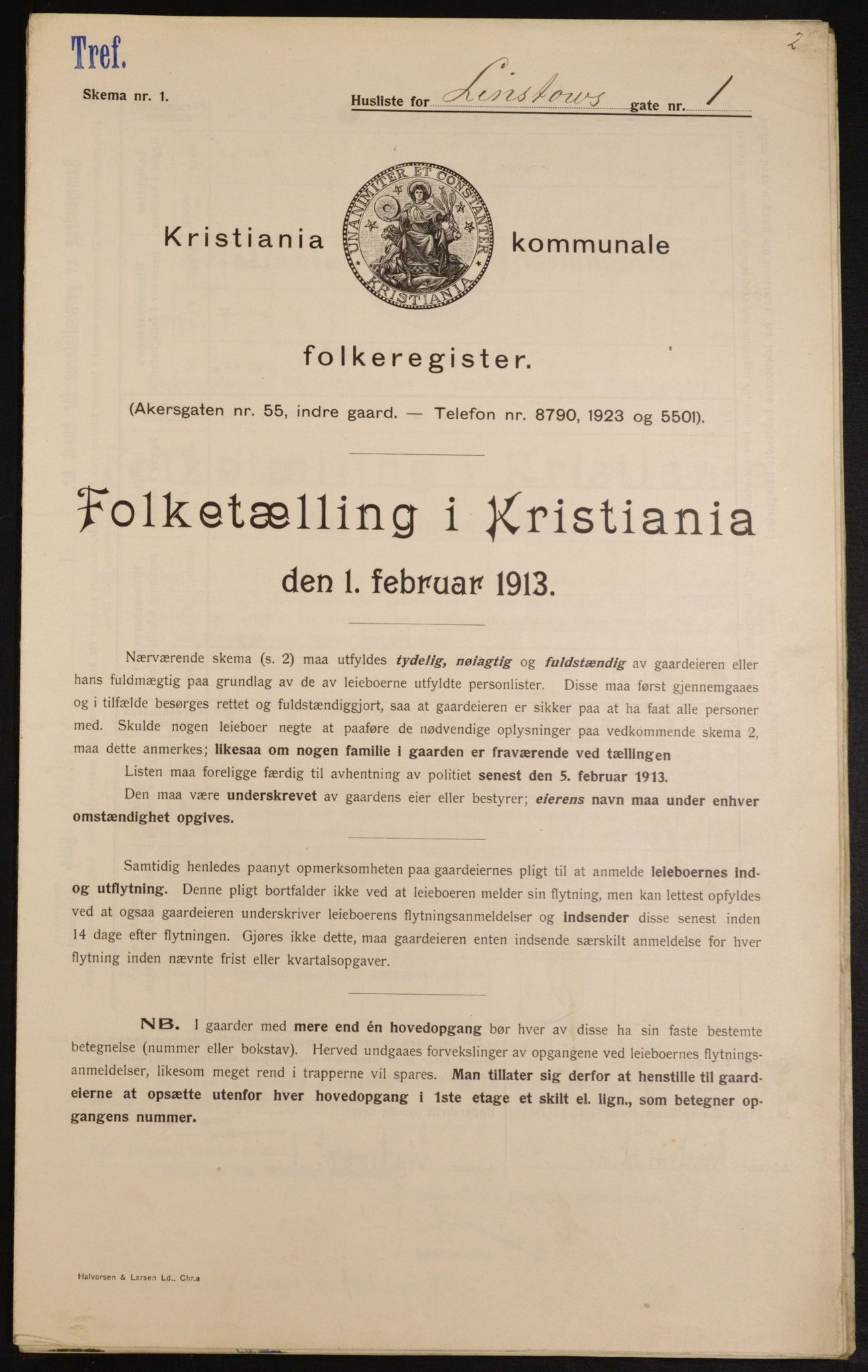 OBA, Municipal Census 1913 for Kristiania, 1913, p. 57472
