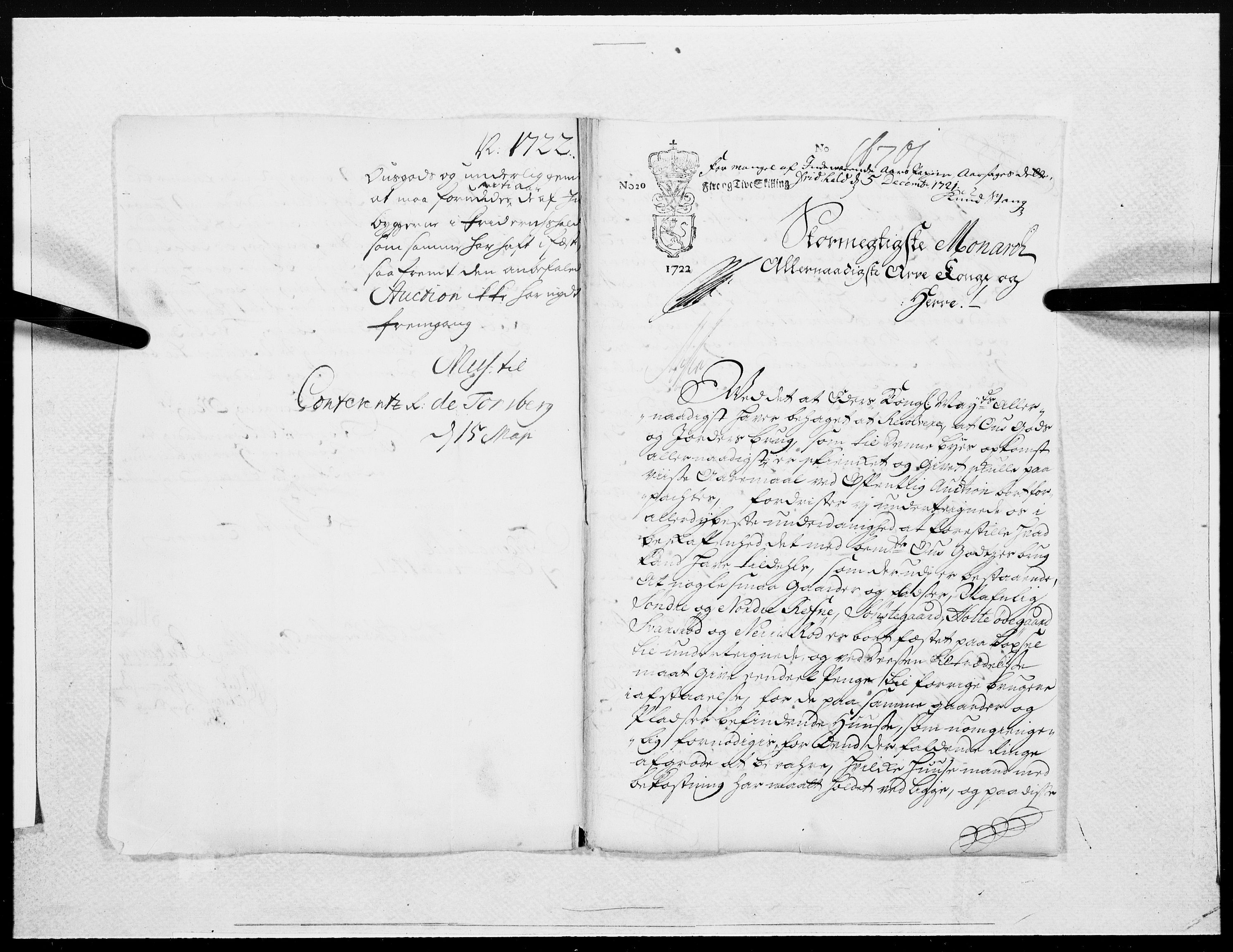 Danske Kanselli 1572-1799, RA/EA-3023/F/Fc/Fcc/Fcca/L0090: Norske innlegg 1572-1799, 1722, p. 342