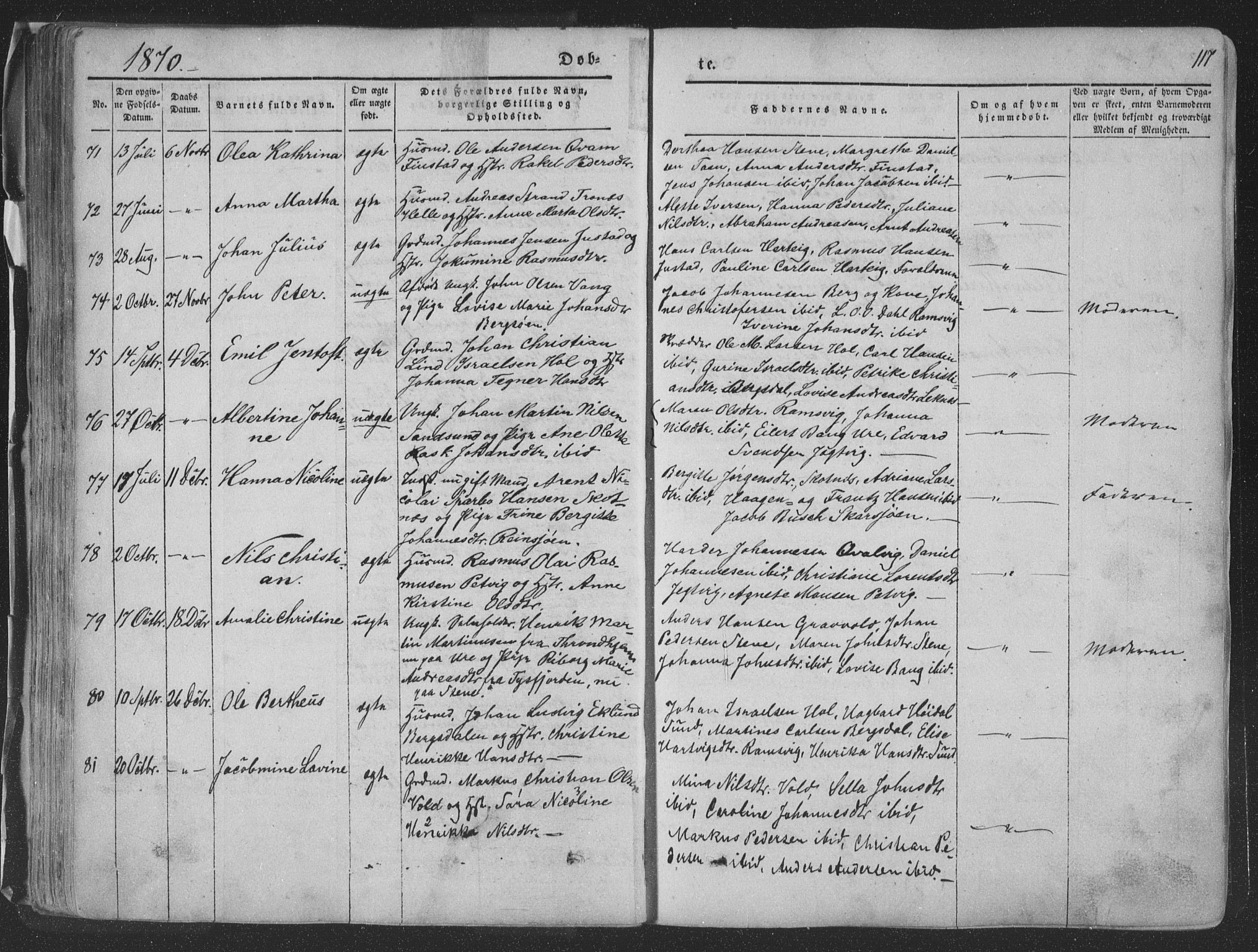 Ministerialprotokoller, klokkerbøker og fødselsregistre - Nordland, SAT/A-1459/881/L1165: Parish register (copy) no. 881C02, 1854-1876, p. 117