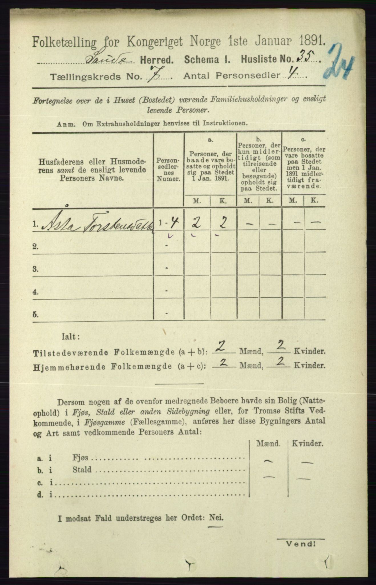 RA, 1891 census for 0822 Sauherad, 1891, p. 2018