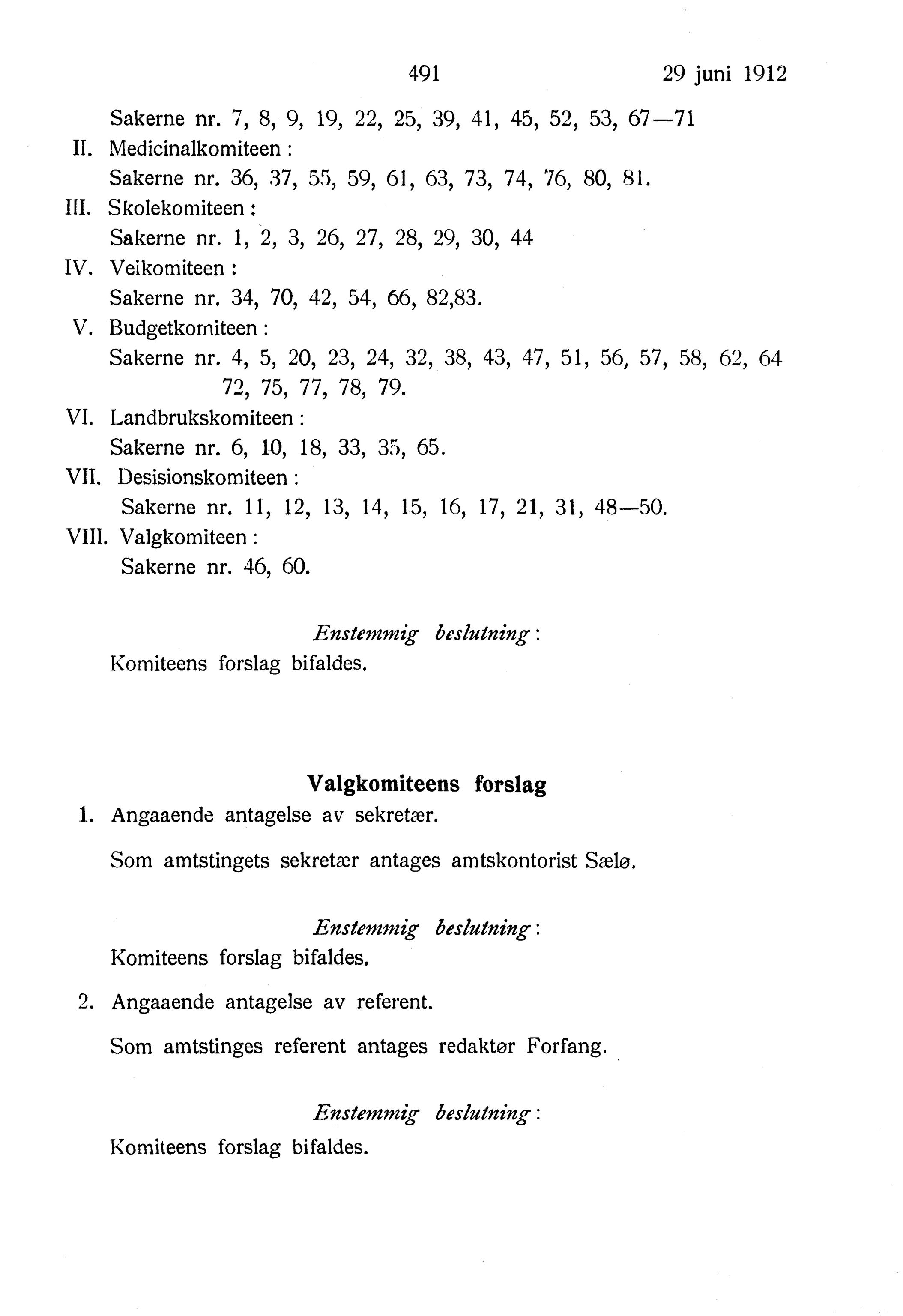 Nordland Fylkeskommune. Fylkestinget, AIN/NFK-17/176/A/Ac/L0035: Fylkestingsforhandlinger 1912, 1912