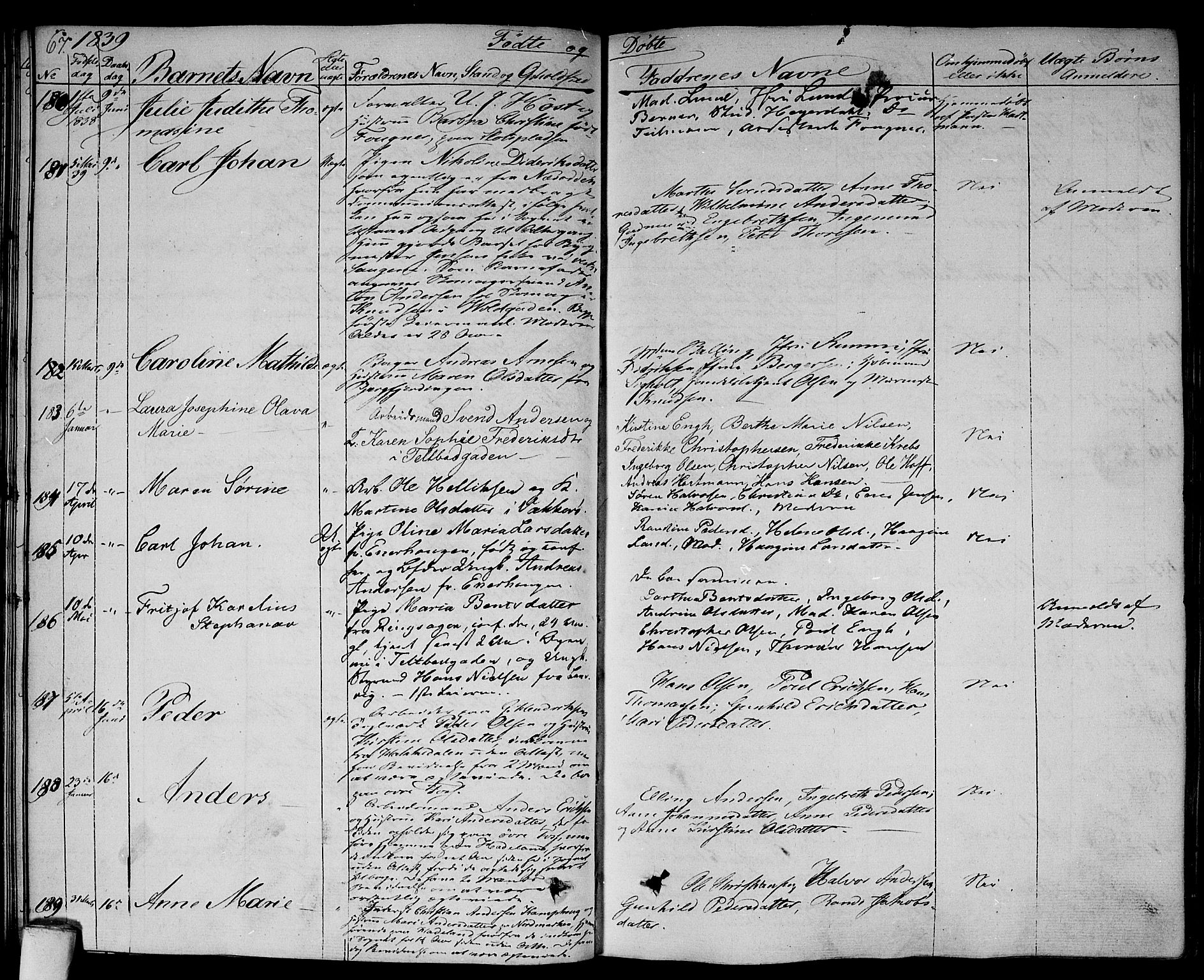 Aker prestekontor kirkebøker, SAO/A-10861/F/L0016: Parish register (official) no. 16, 1827-1841, p. 67